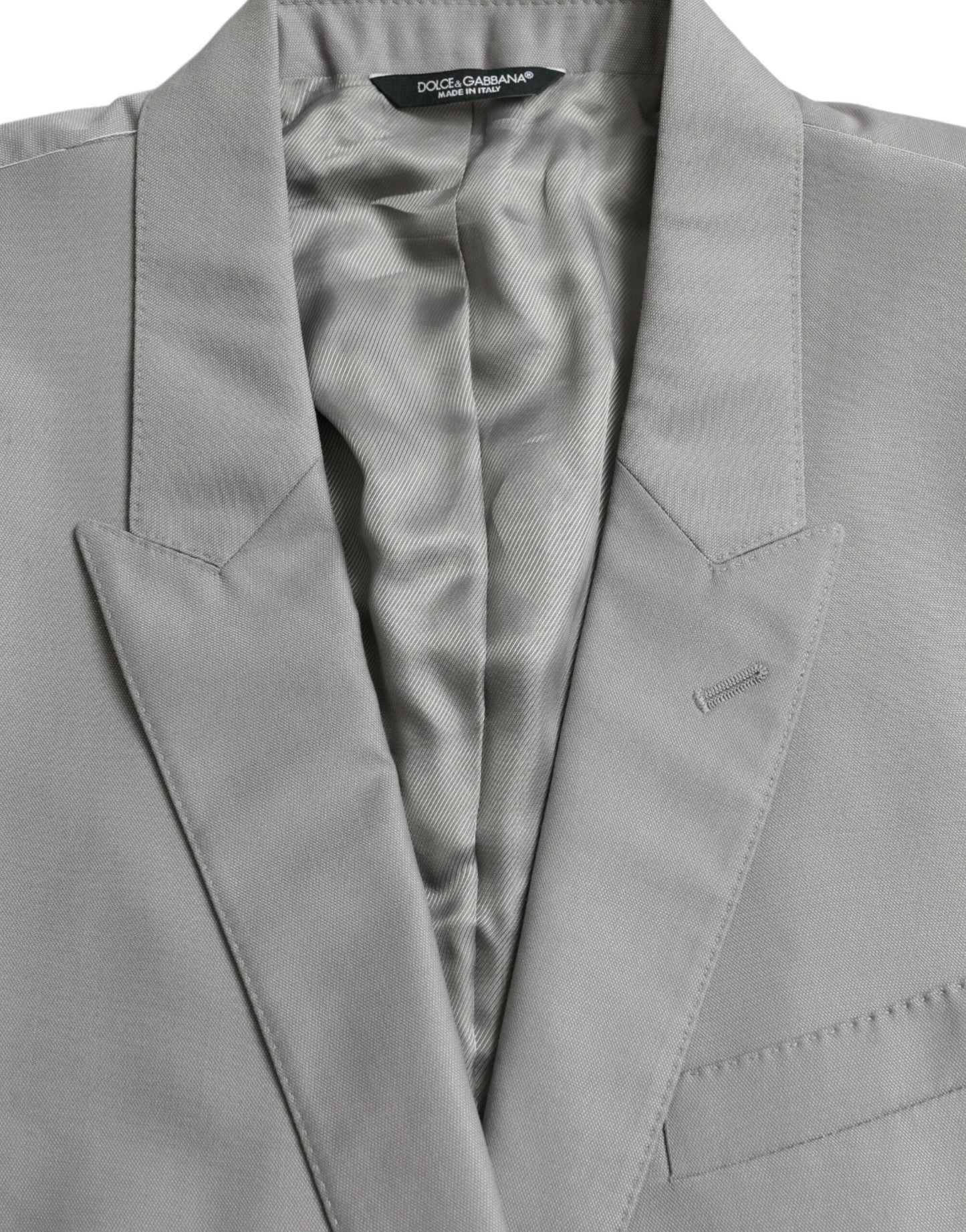 Dolce & Gabbana Gray Wool Peak Single Breasted Coat Men's Blazer
