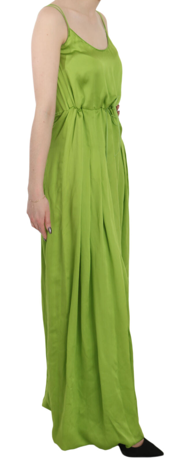 Dsquared�� Green Spaghetti Strap Long A-line Pleated Women's Dress (Pre-Owned)
