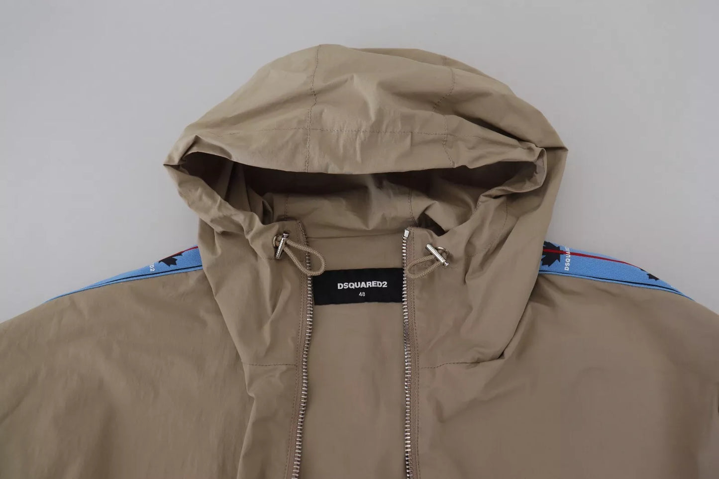 Dsquared�� Brown Gray Sleeves Hooded Full Zip Men's Jacket (Pre-Owned)