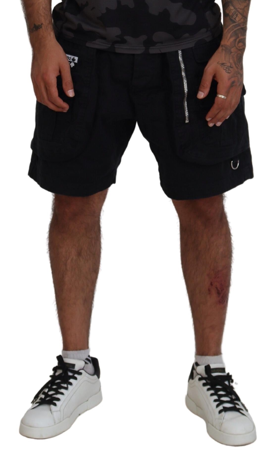 Dsquared�� Black Cotton Cargo Boxer Above Knee Men's Shorts (Pre-Owned)