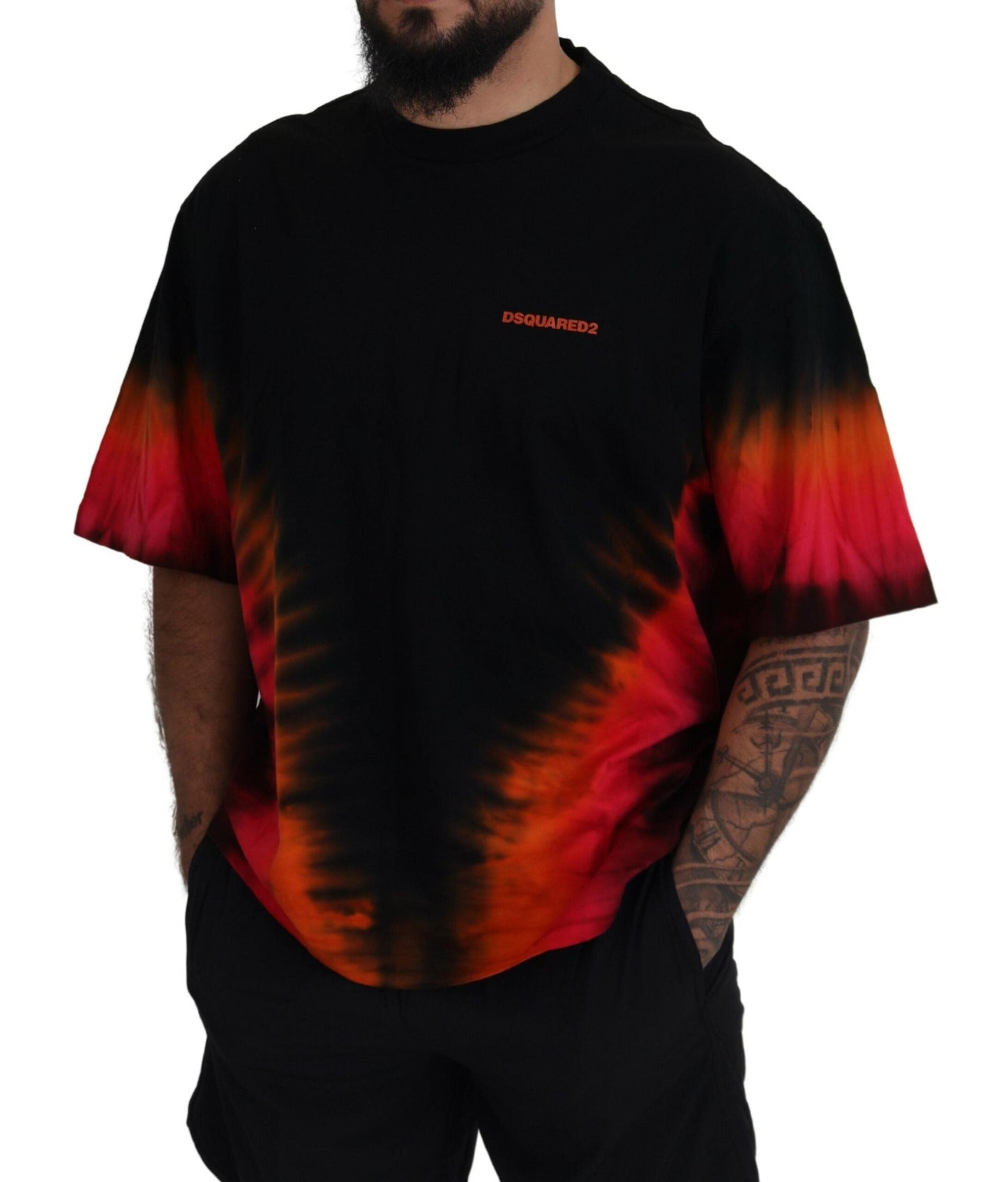 Dsquared�� Black Orange Cotton Short Sleeves Crewneck Men's T-shirt (Pre-Owned)