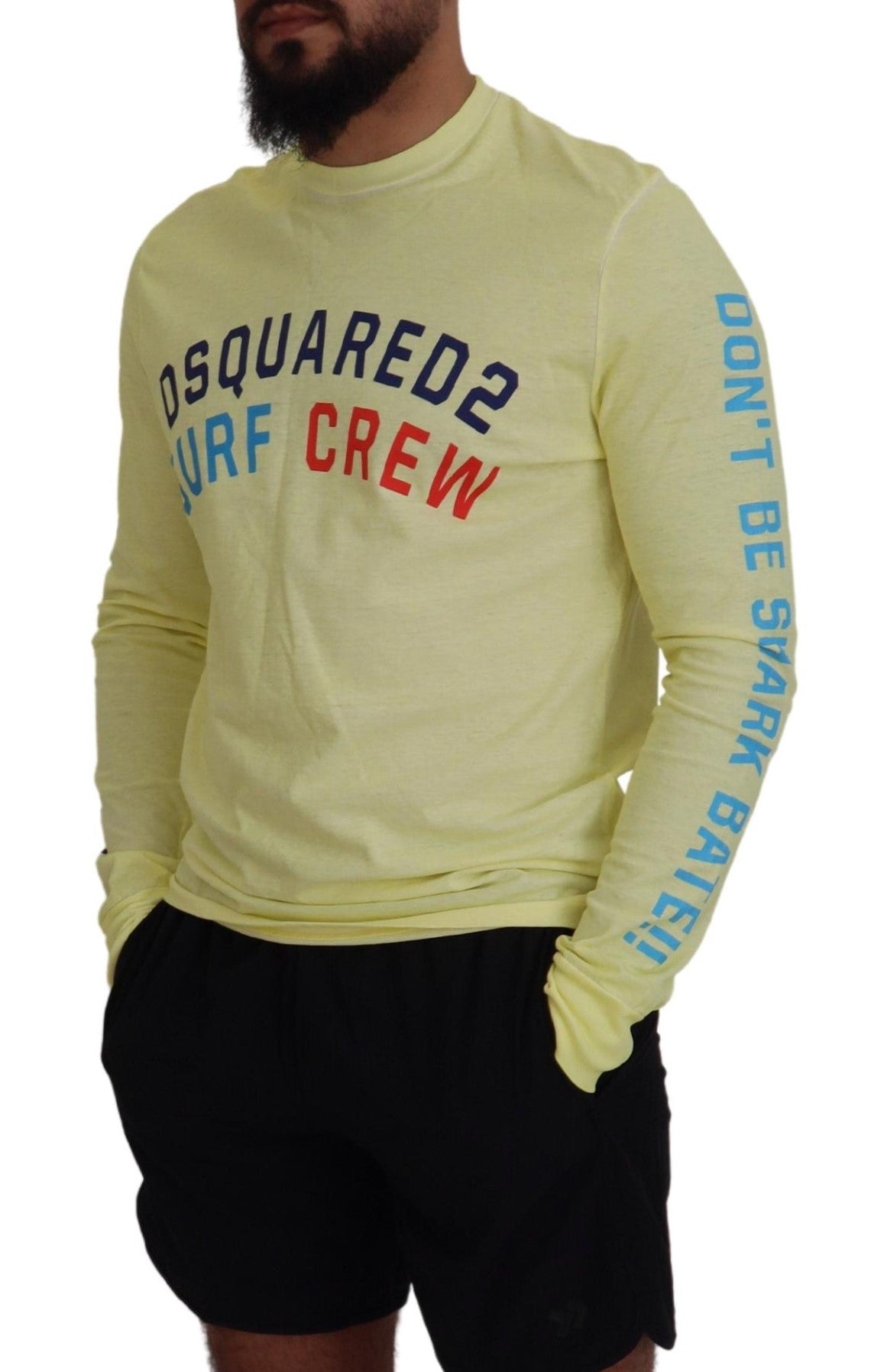Dsquared�� Yellow Colorful Print Long Sleeves Top Men's T-shirt (Pre-Owned)