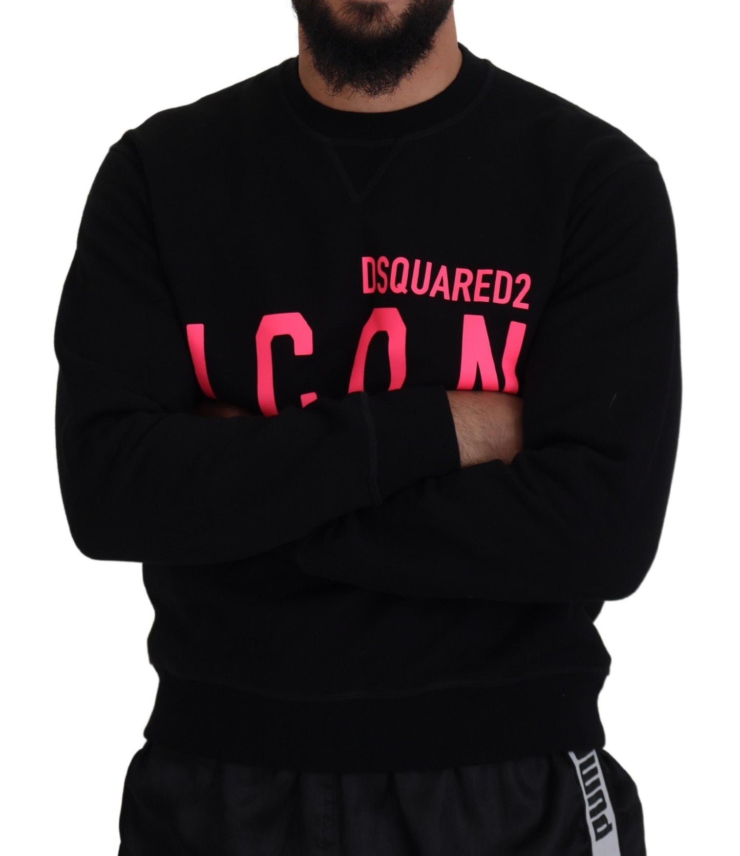 Dsquared�� Black Printed Long Sleeves Pullover Men's Sweater (Pre-Owned)