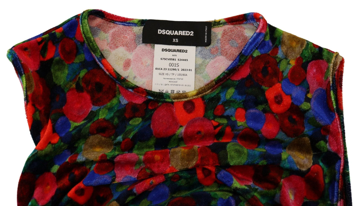 Dsquared�� Multicolor Floral Bodycon Ruched Maxi Women's Dress (Pre-Owned)
