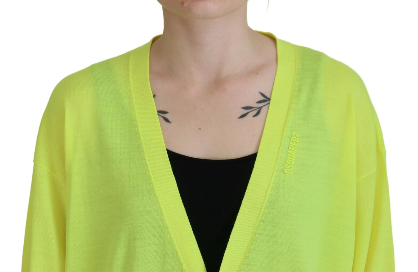 Dsquared�� Yellow Wool Knitted Buttoned Cardigan Women's Sweater (Pre-Owned)