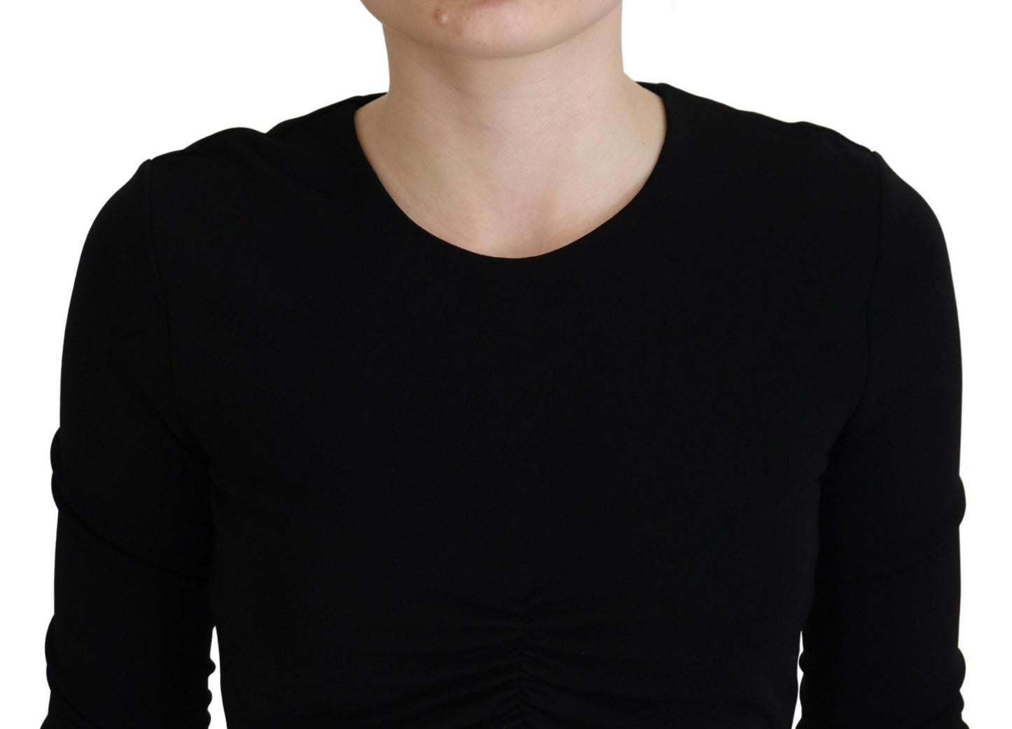 Dsquared�� Black Viscose Cropped Round Neck Long Sleeves Women's Top (Pre-Owned)