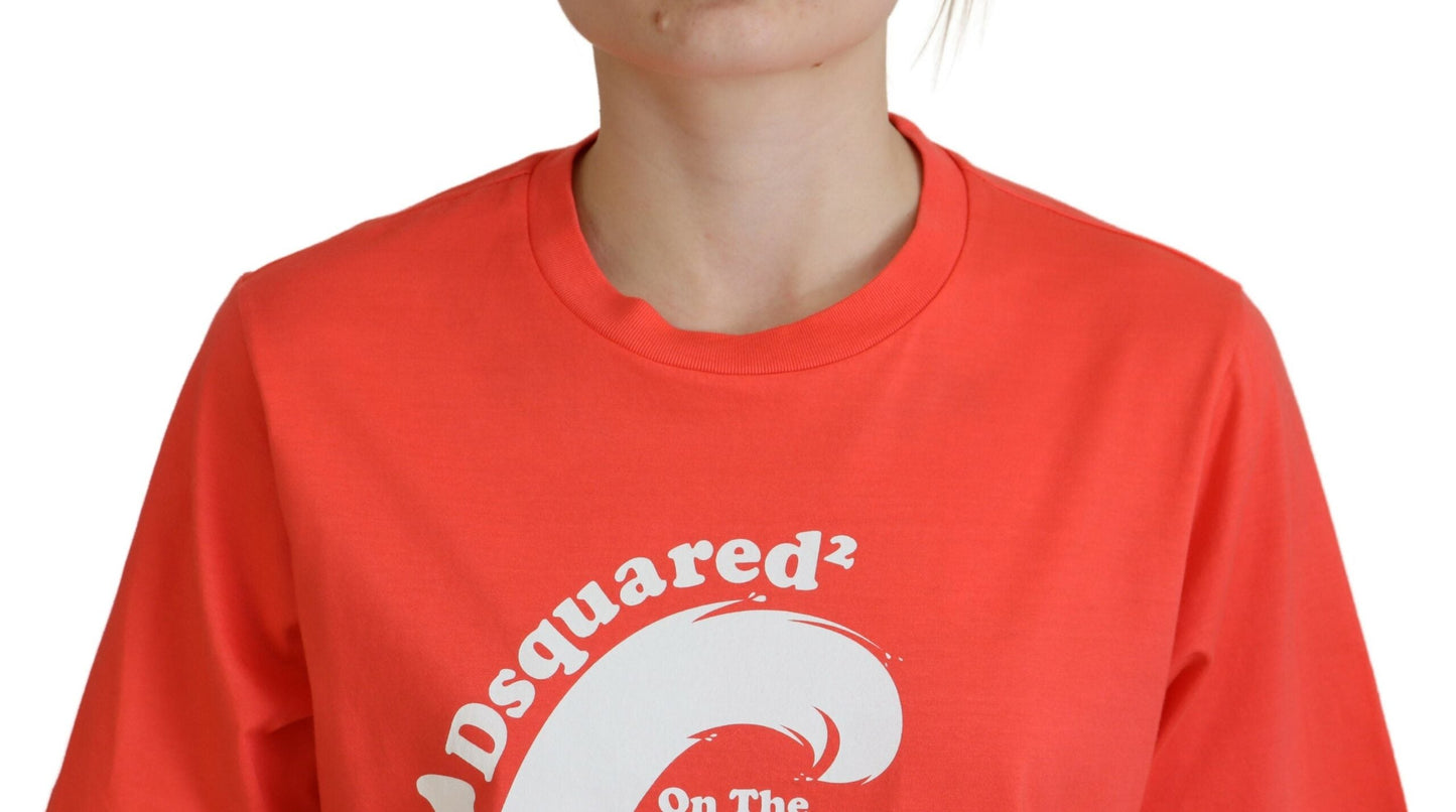 Dsquared�� Orange Logo Cotton Crewneck Short Sleeve Women's T-shirt (Pre-Owned)