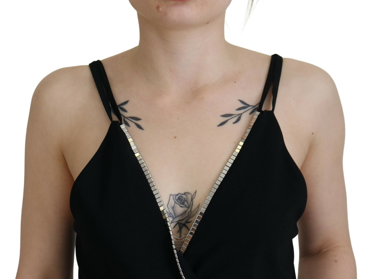 Dsquared�� Black Embellished Deep V-neck Sleeveless Tank Women's Top (Pre-Owned)