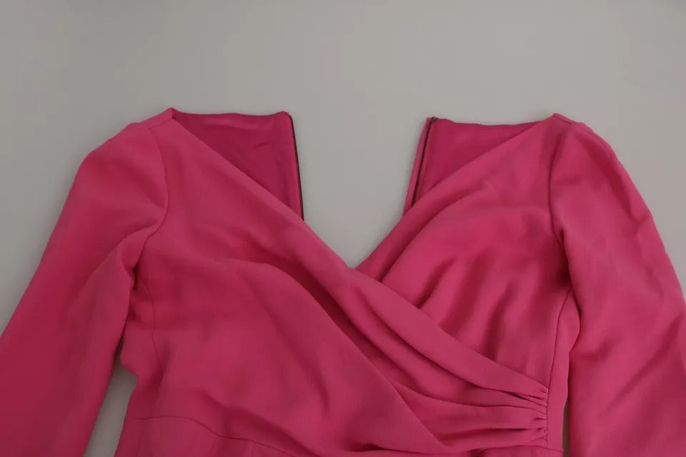 Dolce & Gabbana Pink Plunging Bodycon Sheath Mini Rayon Women's Dress (Pre-Owned)