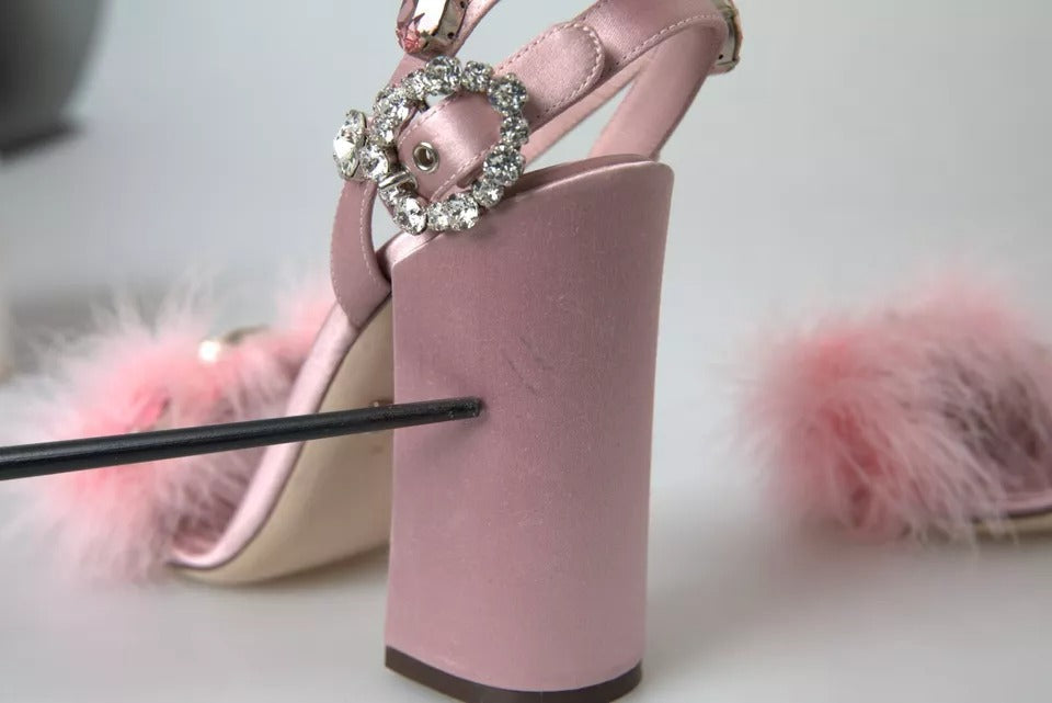 Dolce & Gabbana Pink Turkey Feather Embellished Sandals Women's Shoes (Pre-Owned)