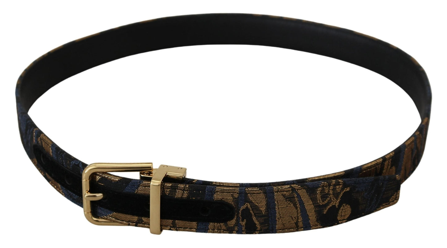 Dolce & Gabbana Multicolor Jacquard Leather Logo Buckle Women's Belt
