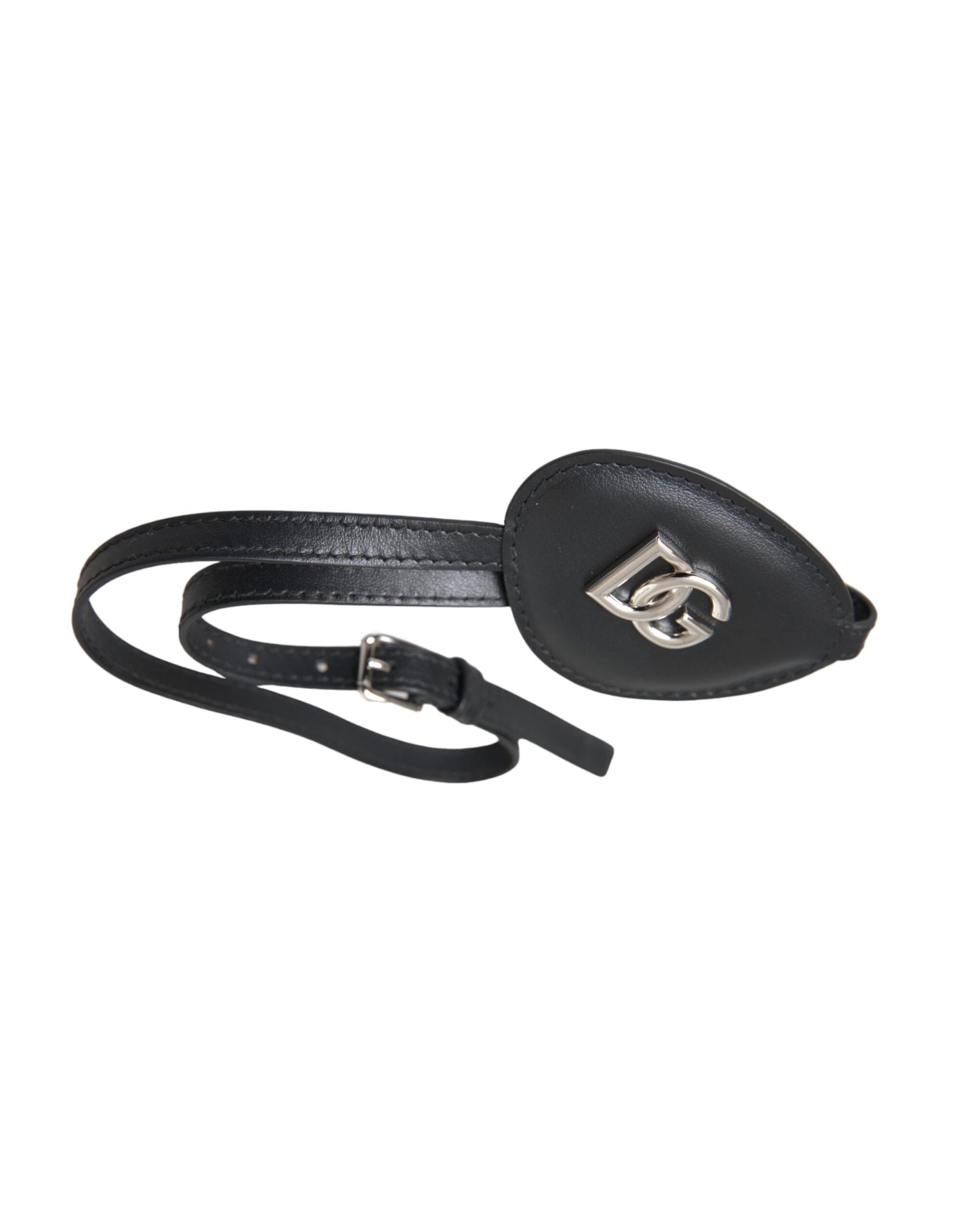 Dolce & Gabbana Black Calfskin Leather Metal DG Logo Eye Women's Patch