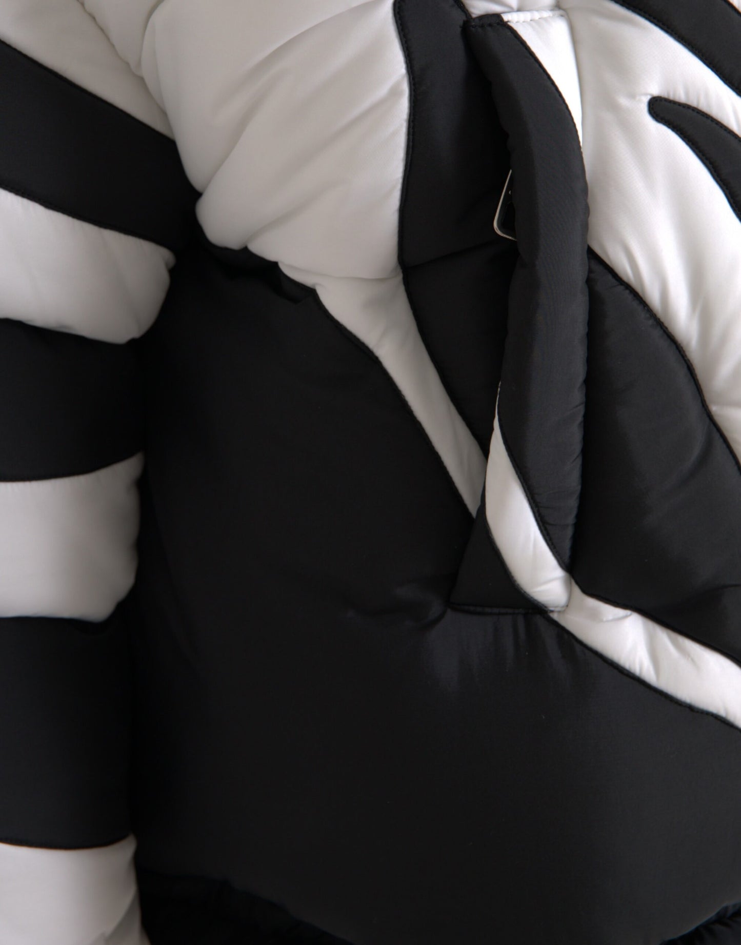 Dolce & Gabbana Black White Stripes Hooded Puffer Men's Jacket