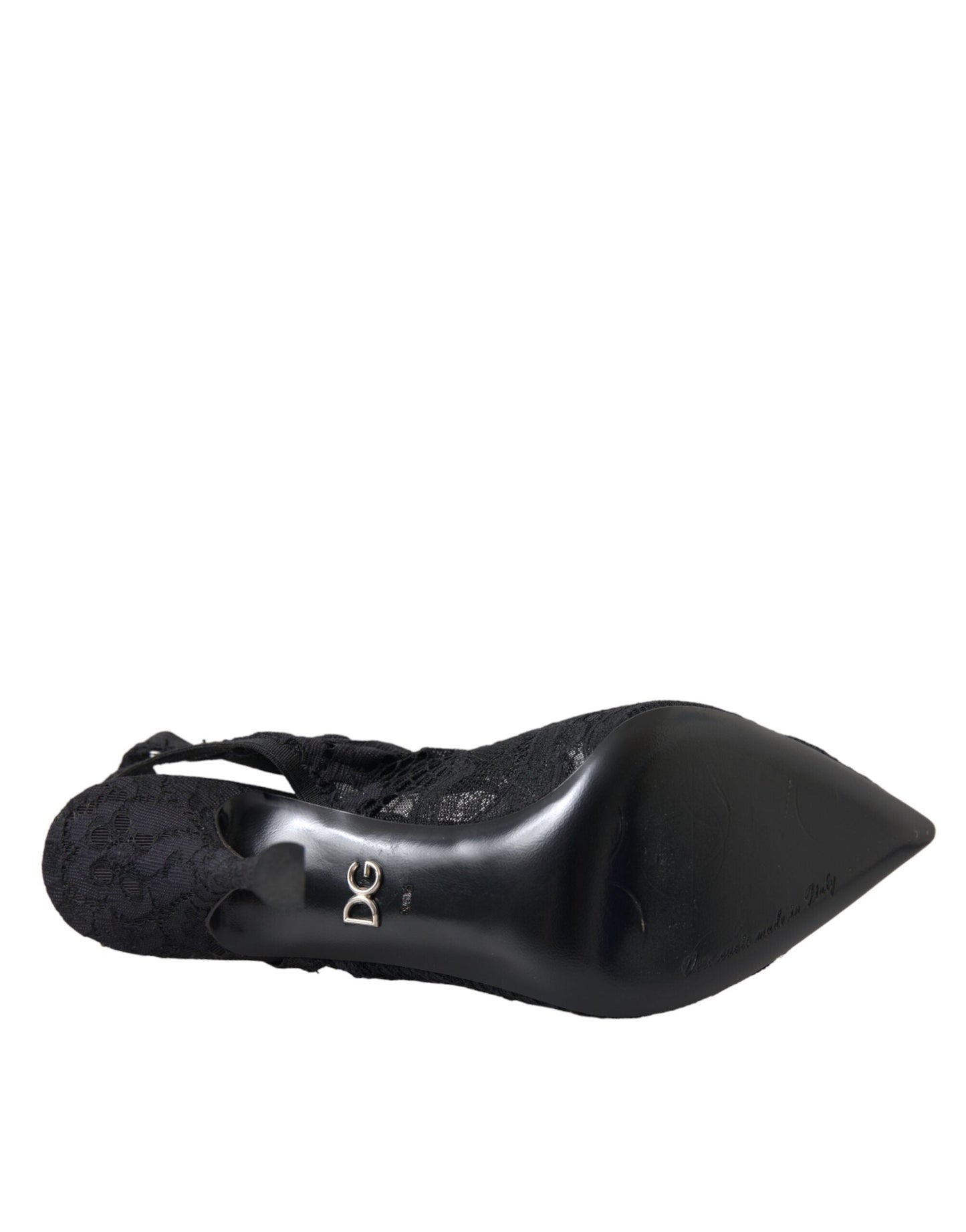 Dolce & Gabbana Black Lace Stretch Heels Slingbacks Women's Shoes (Pre-Owned)