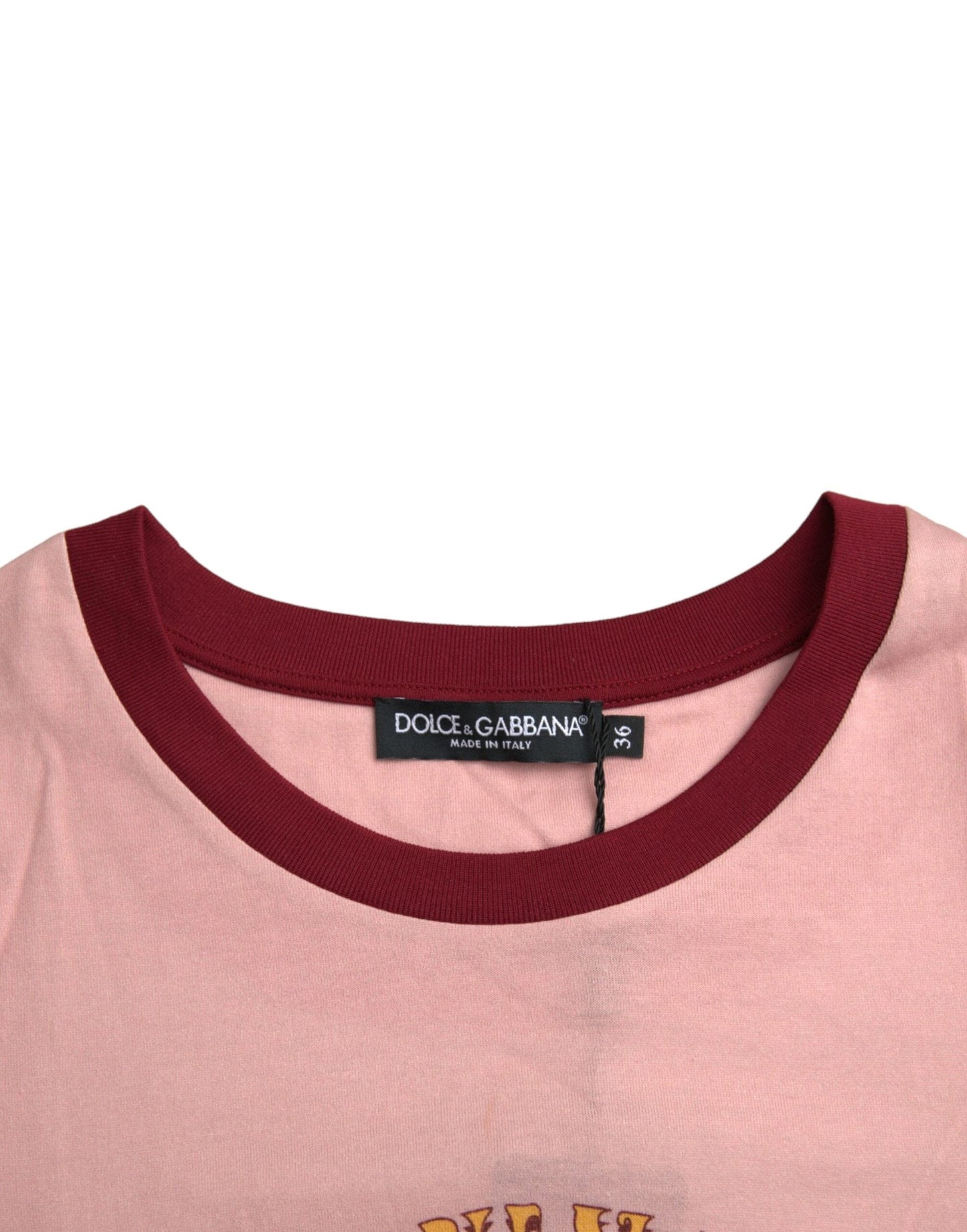 Dolce & Gabbana Pink Cotton Short Sleeves Crew Neck Women's T-shirt