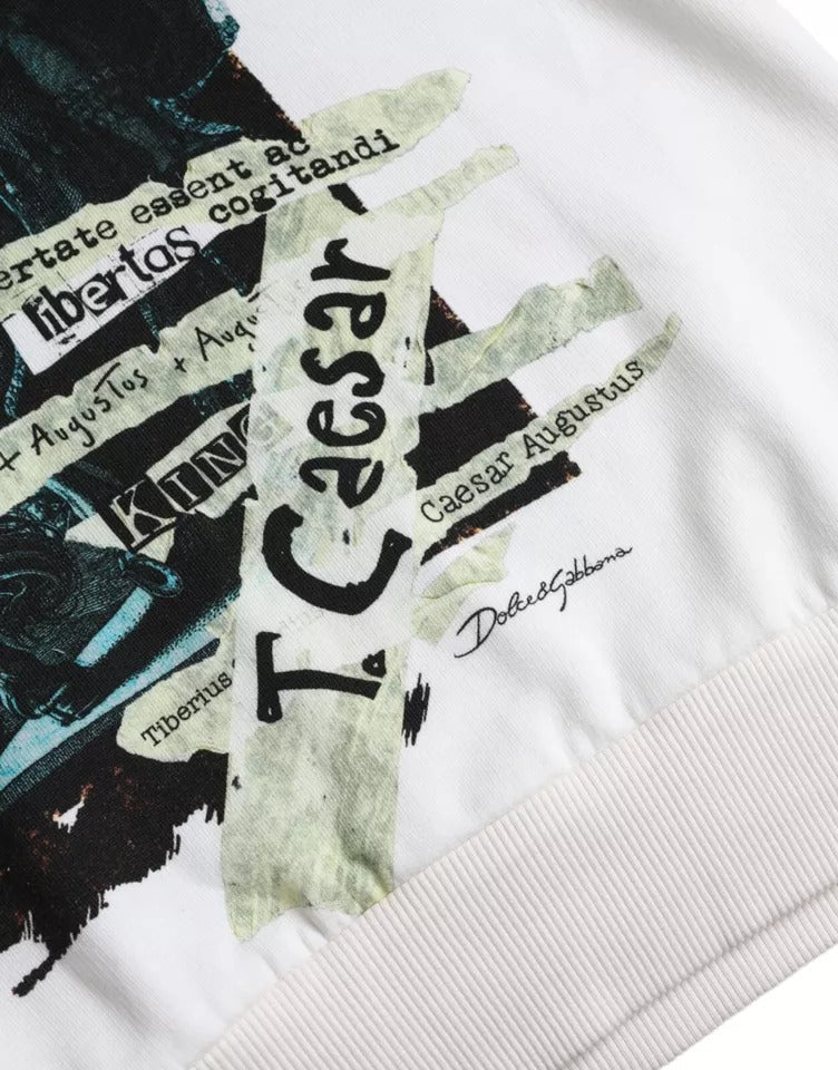 Dolce & Gabbana White Caesar Cotton Hooded Pullover Men's Sweater (Pre-Owned)