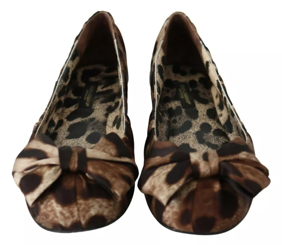 Dolce & Gabbana Brown Leopard Silk Ballerina Flats Women's Shoes (Pre-Owned)