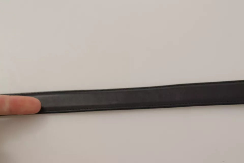 Dolce & Gabbana Black Calf Leather Antique Buckle Men Men's Belt (Pre-Owned)