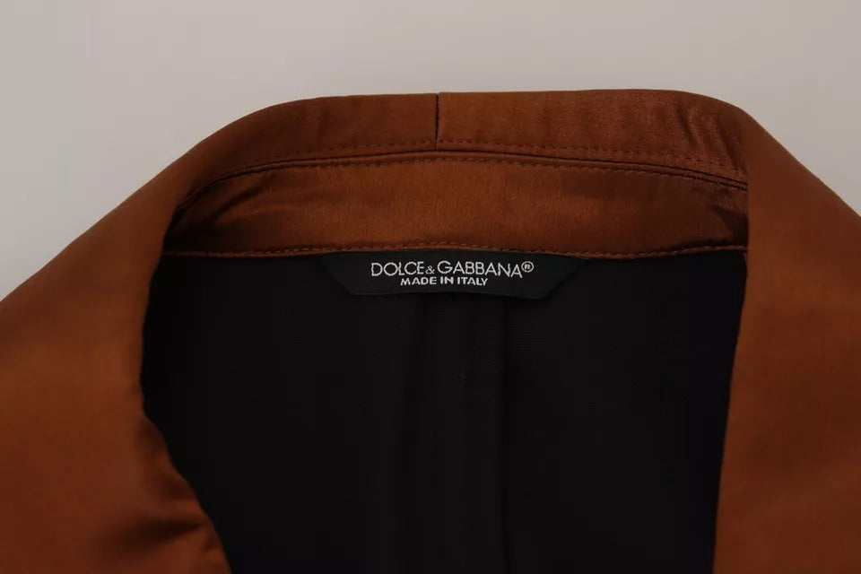 Dolce & Gabbana Bronze Monkey Print Silk Slim Jacket Men's Blazer