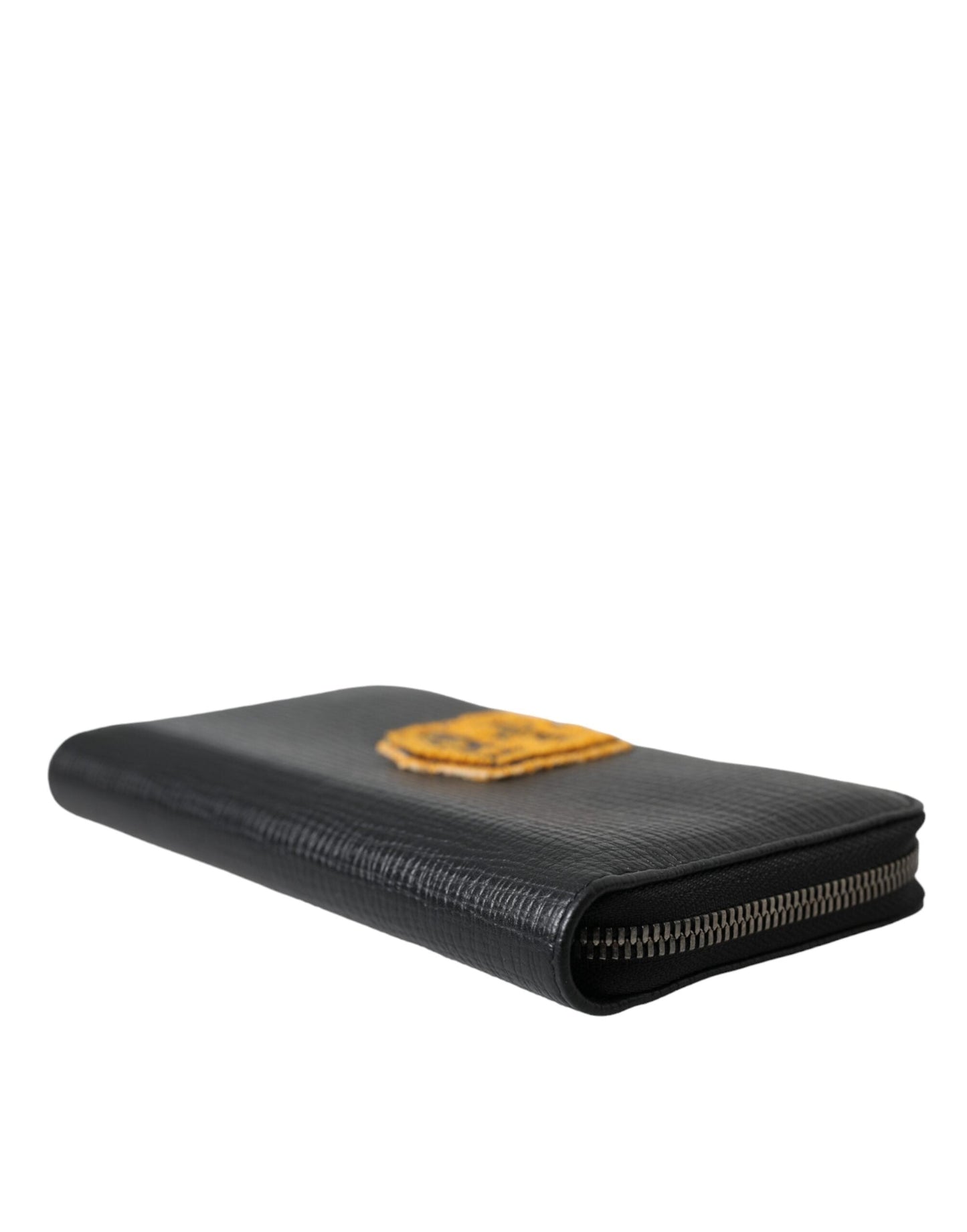 Dolce & Gabbana Black Leather Logo Patch Zip Around Continental Men's Wallet