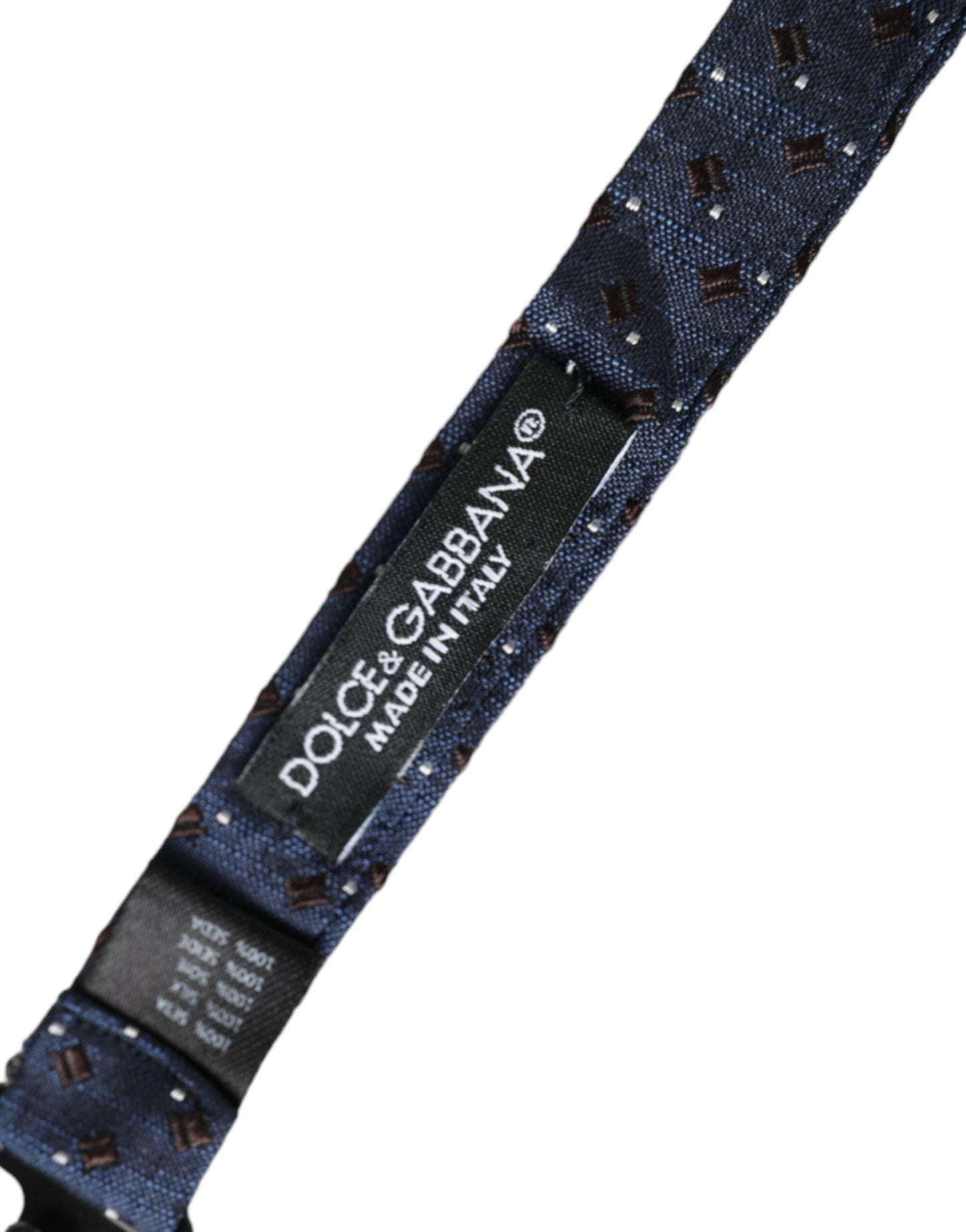 Dolce & Gabbana Navy Blue Silk Patterned Adjustable Men Papillon Bow Men's Tie