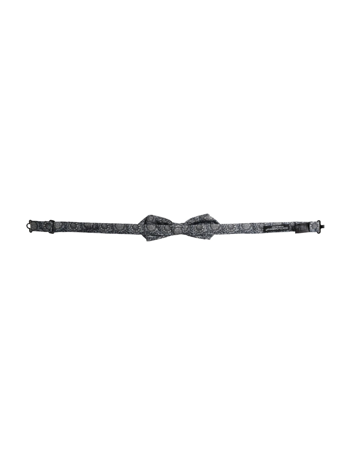 Dolce & Gabbana Gray Silk Patterned Adjustable Neck Men Bow Men's Tie