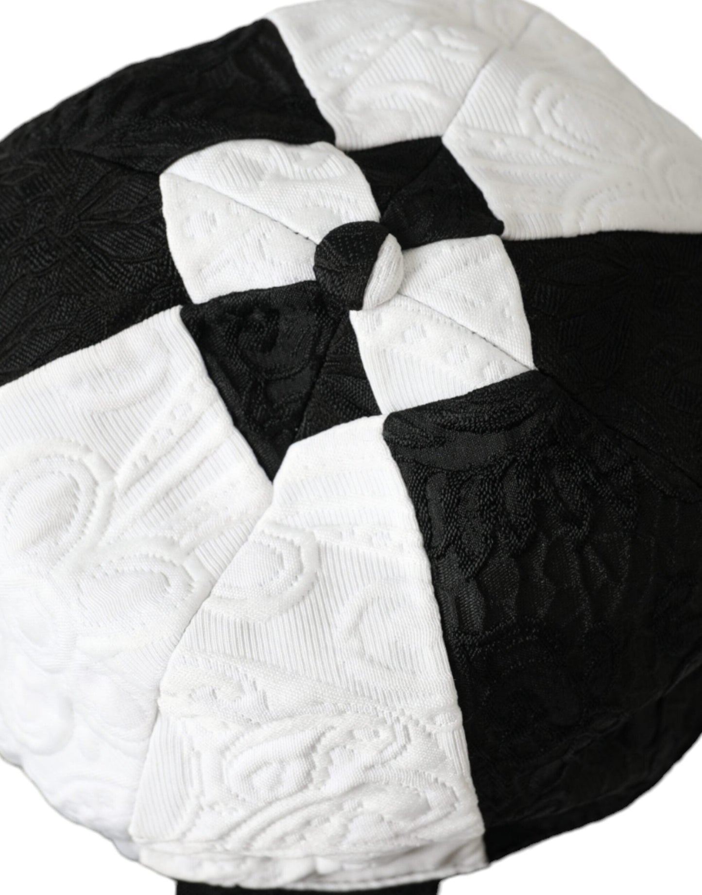 Dolce & Gabbana Black White Checkered Wide Brim Floppy Women's Hat