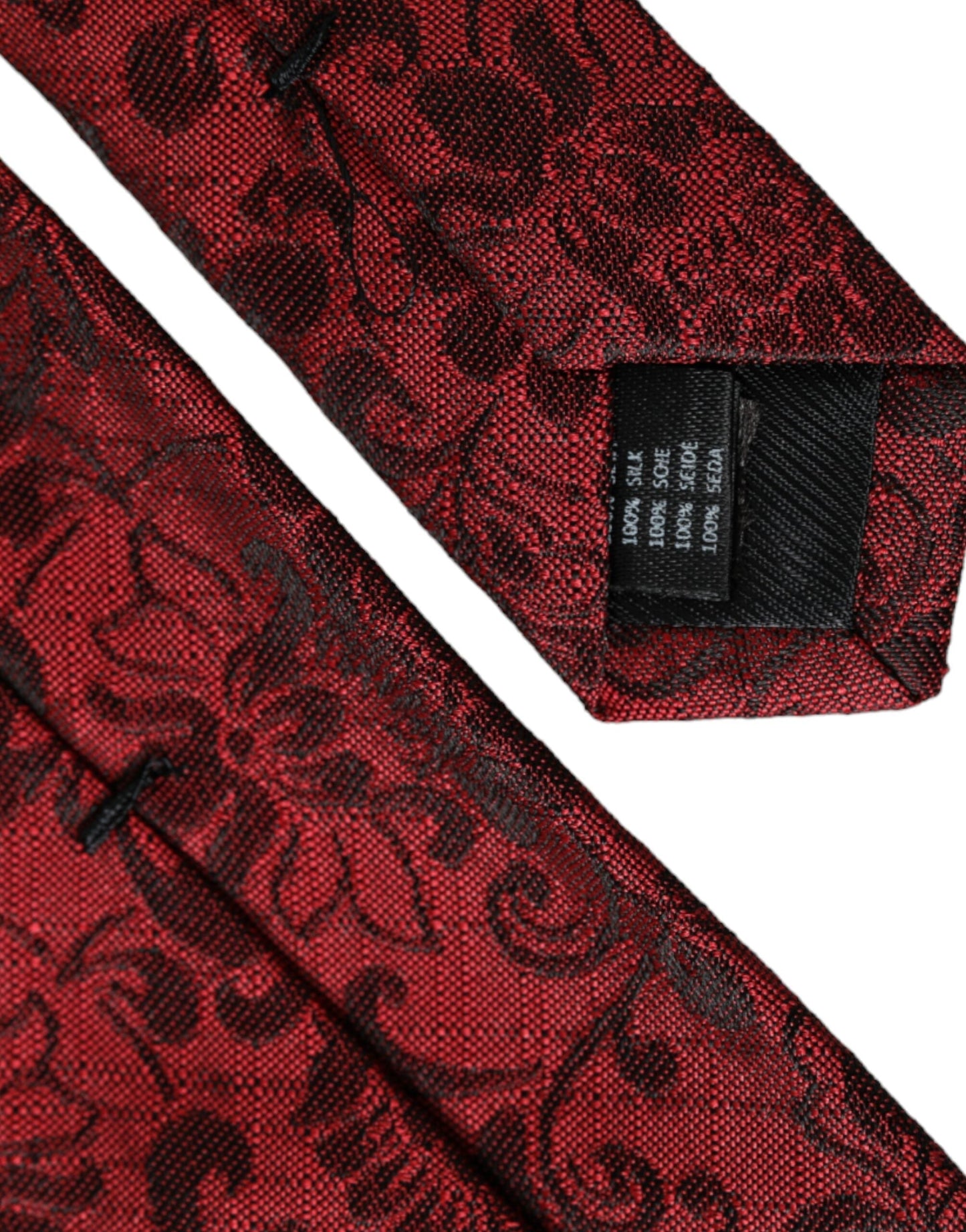 Dolce & Gabbana Red Floral Brocade Silk Adjustable Men Men's Tie