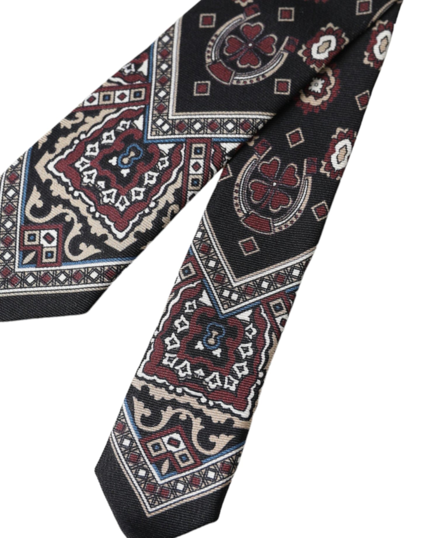 Dolce & Gabbana Black Printed 100% Silk Adjustable Men Men's Tie