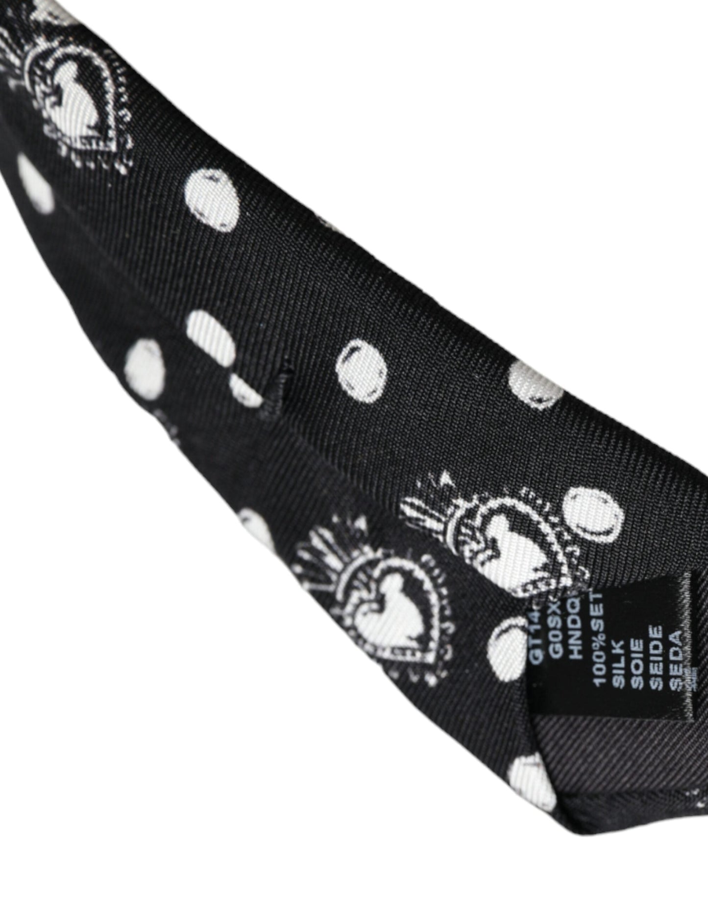 Dolce & Gabbana Black Heart Polka Dot Adjustable Men's Tie