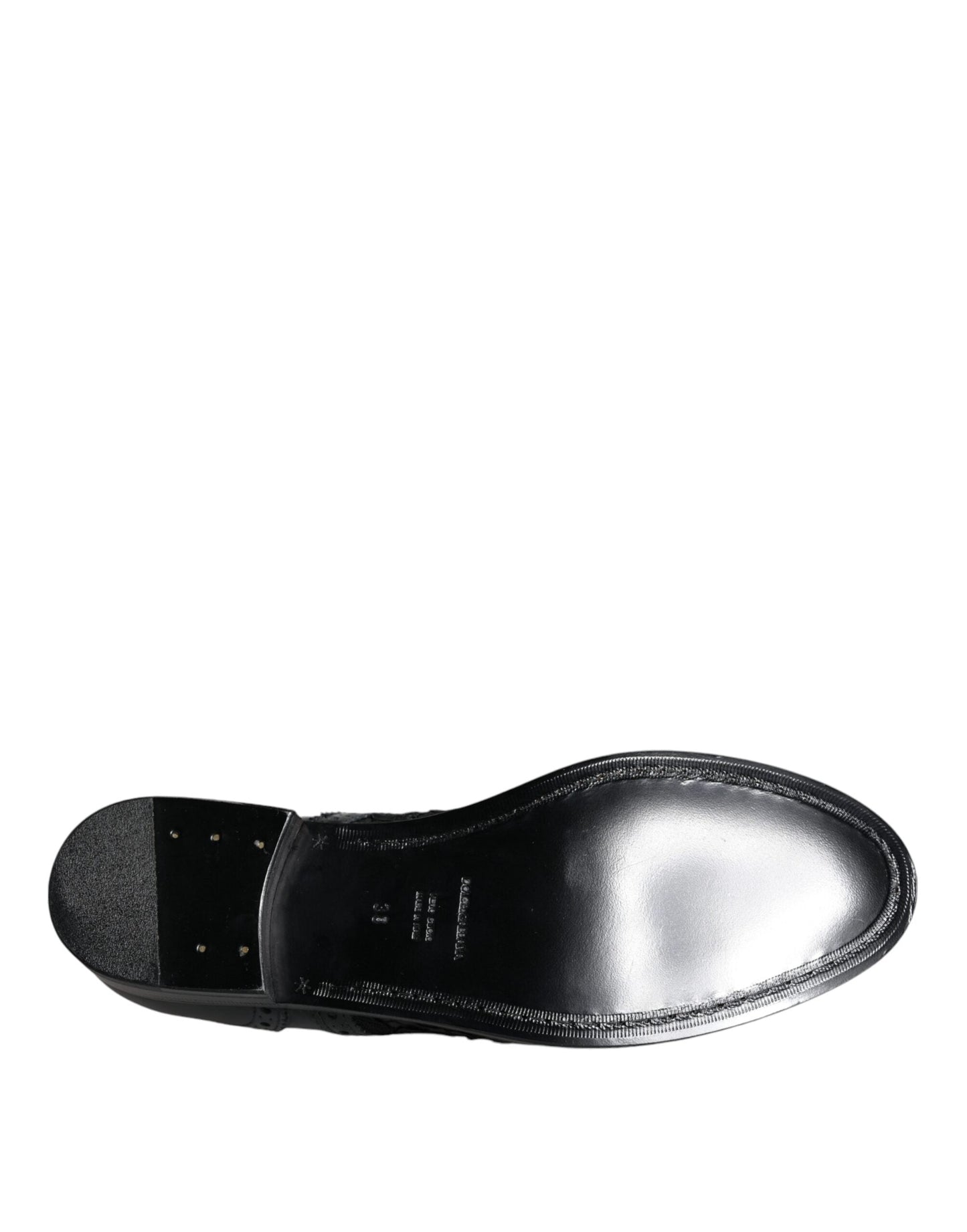 Dolce & Gabbana Black Leather Floral Lace Dress Formal Women's Shoes