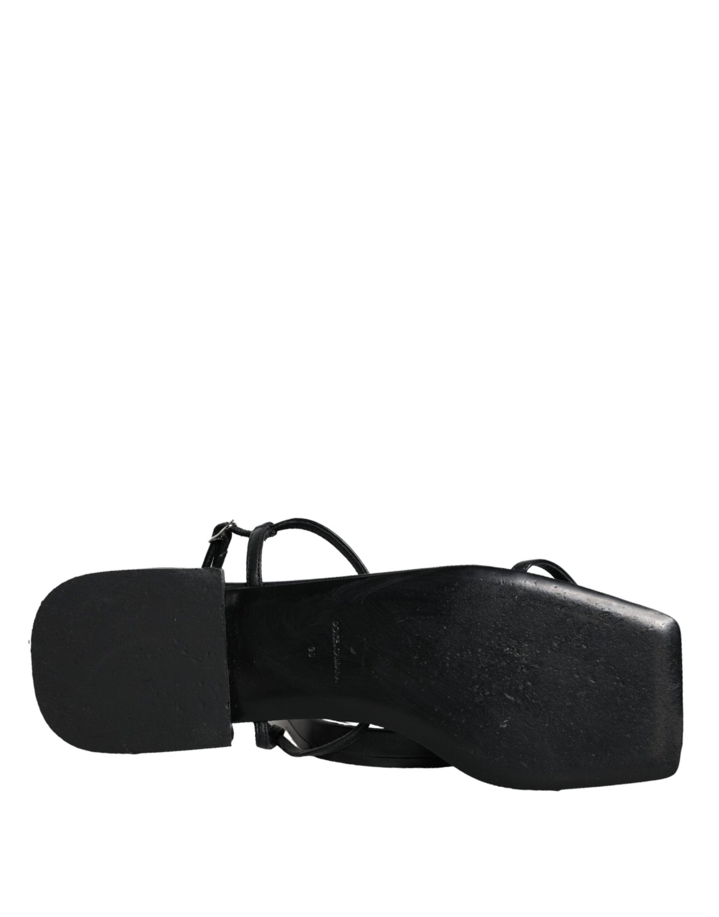 Dolce & Gabbana Black Leather Logo Ankle Strap Keira Sandals Women's Shoes (Pre-Owned)