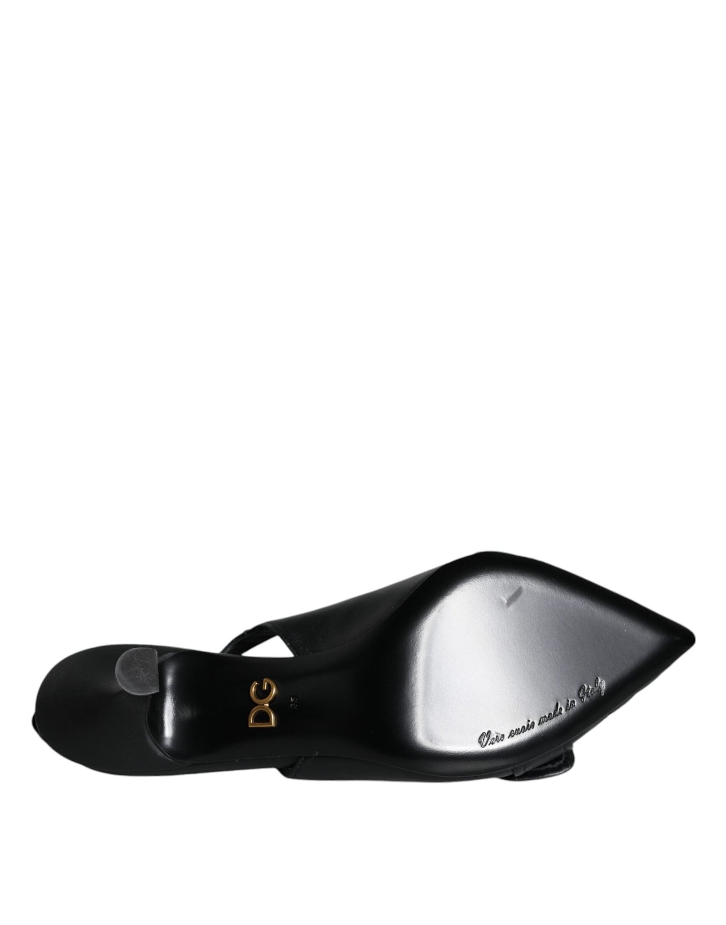 Dolce & Gabbana Black Devotion Leather Heels Slingback Shoes (Pre-Owned)