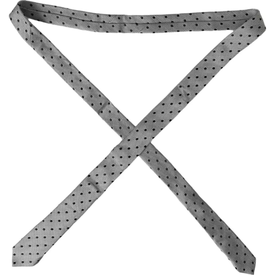 Dolce & Gabbana Black White Dot Fantasy Silk Adjustable Men Men's Tie