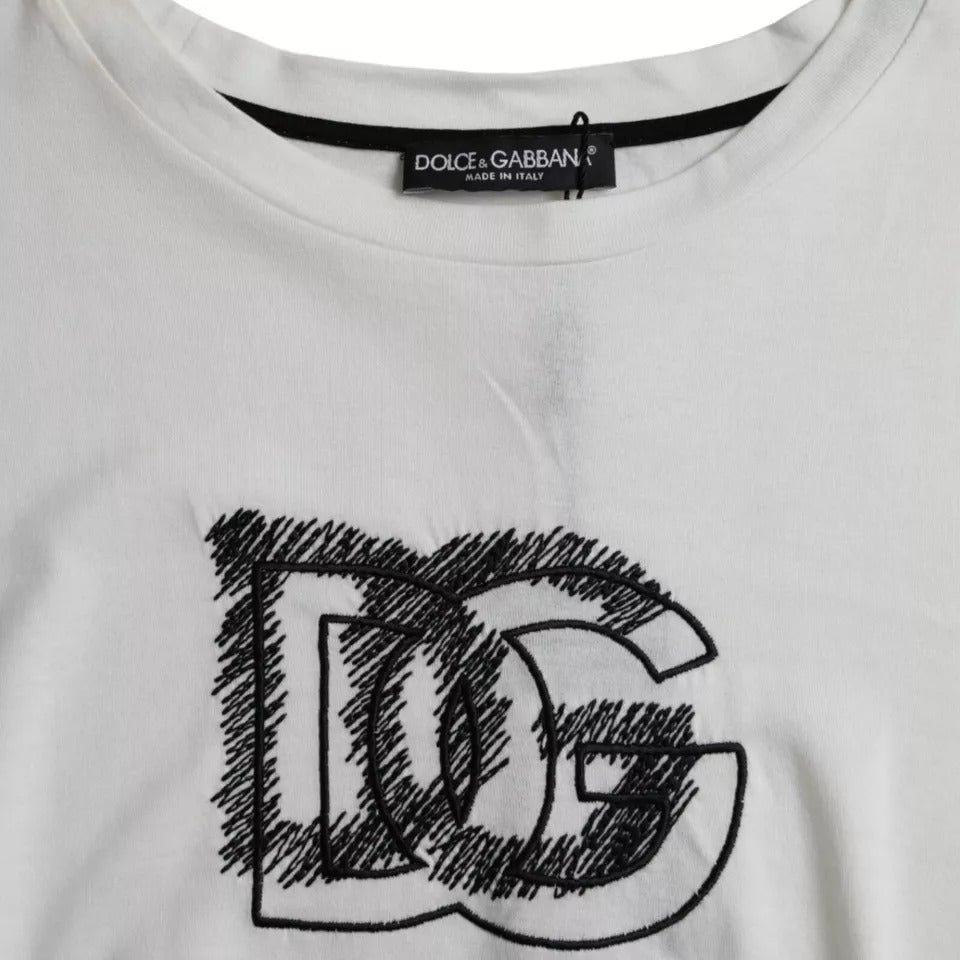 Dolce & Gabbana White Logo Round Neck Short Sleeves Men's T-shirt