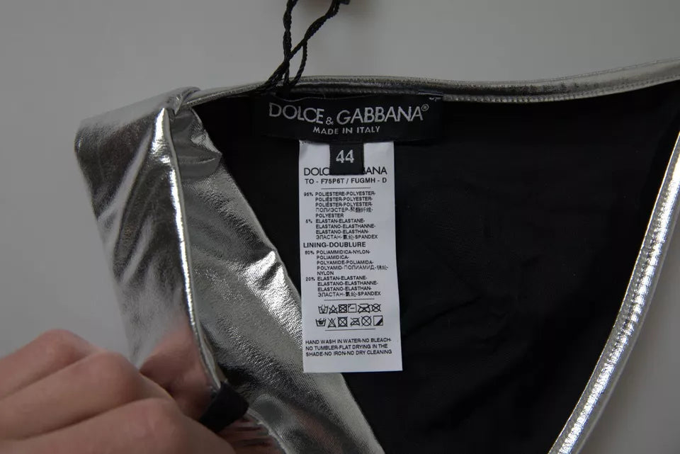 Dolce & Gabbana Silver Polyester Sleeveless Bustier Crop Women's Top (Pre-Owned)