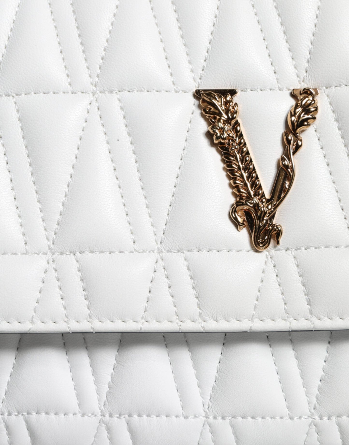 Versace White Mini Nappa Leather Crossbody Shoulder Women's Bag
