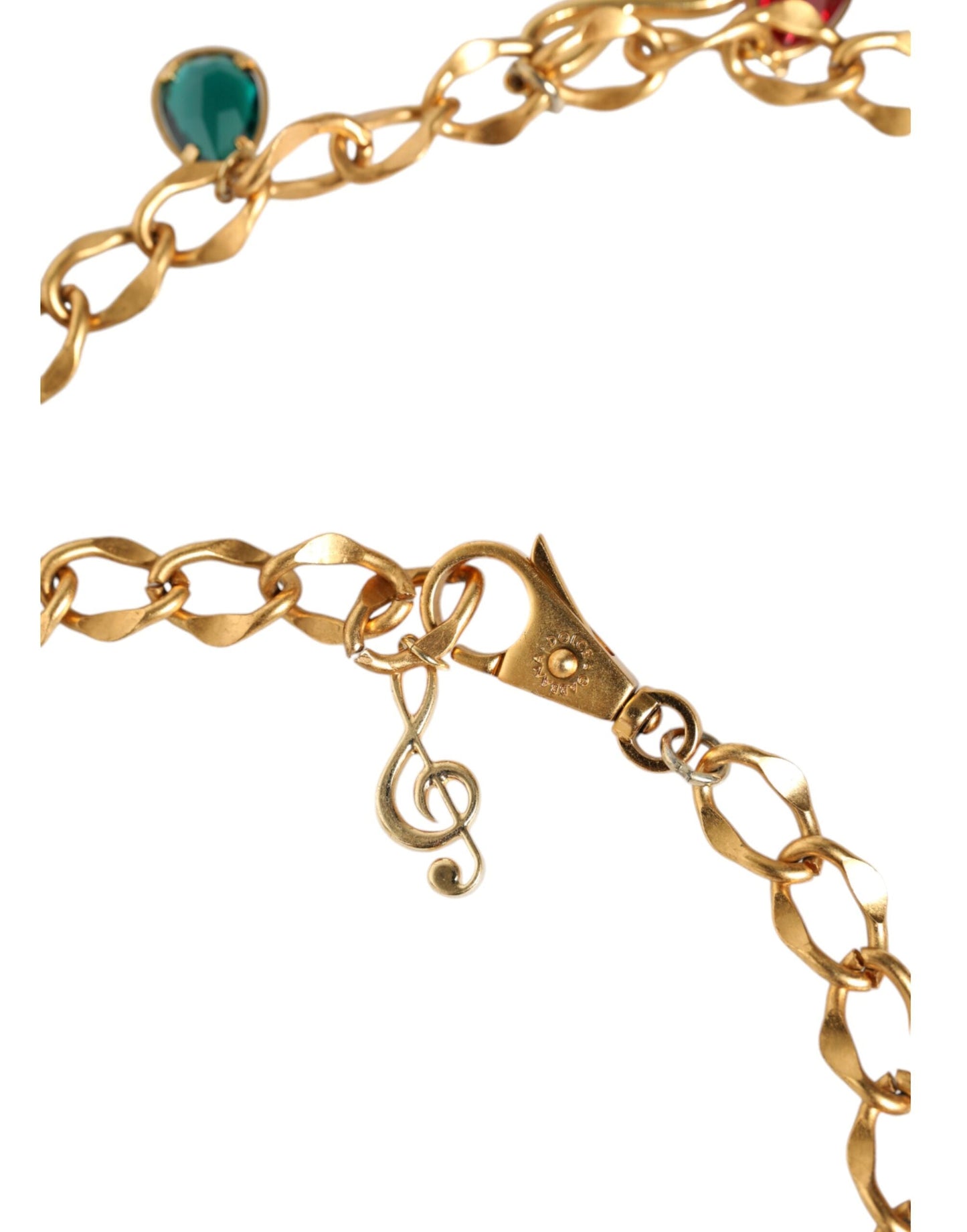 Dolce & Gabbana Gold Tone Brass Fruity Crystal Embellished Waist Chain Women's Belt