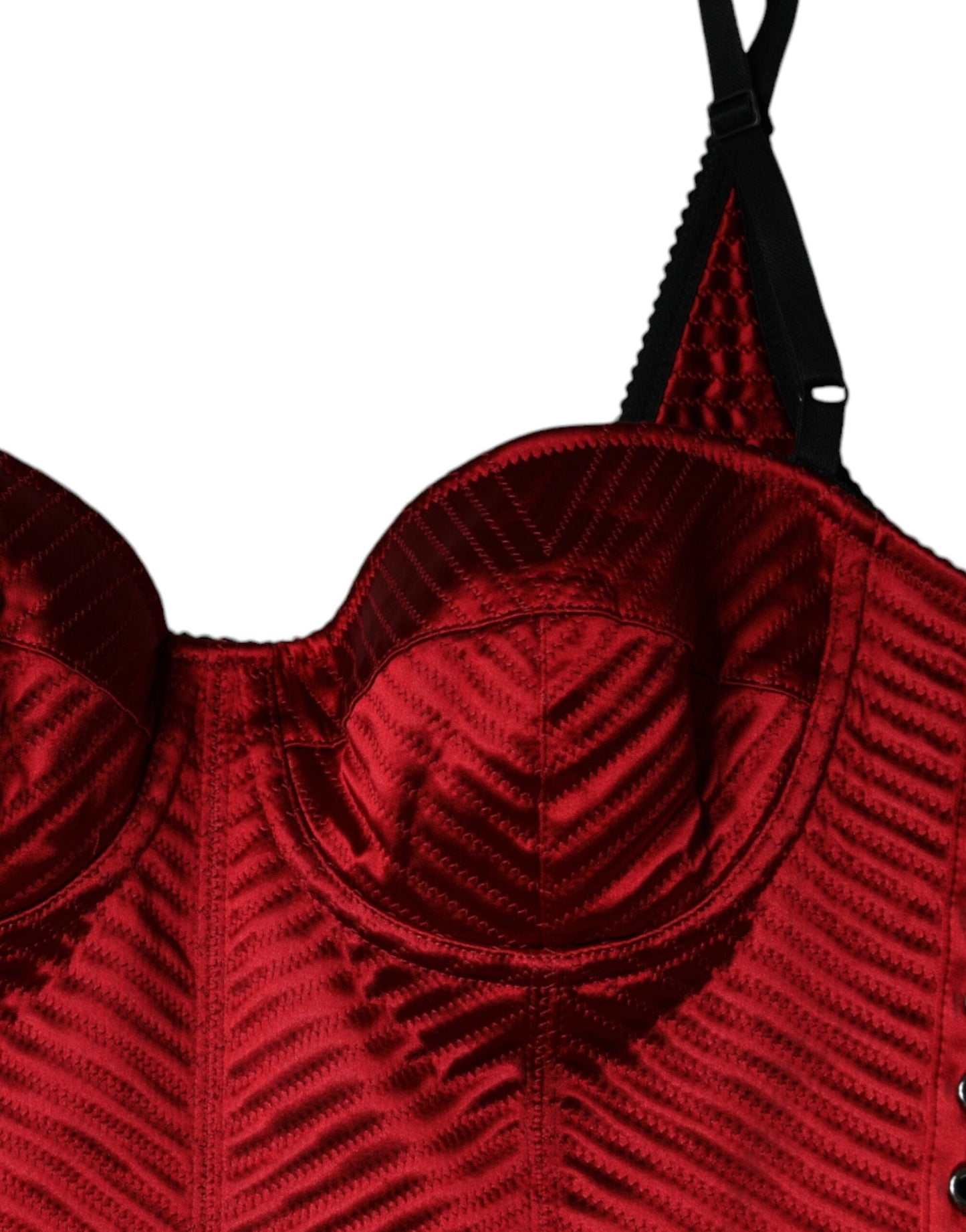 Dolce & Gabbana Red Bustier Corset Lace Bodycon Midi Women's Dress