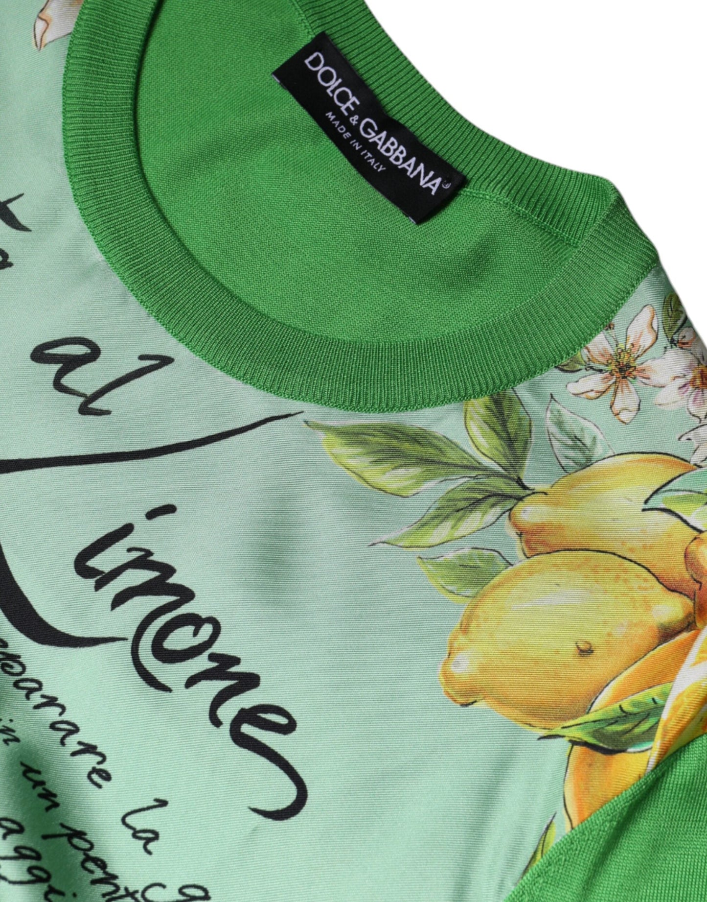 Dolce & Gabbana Green Silk Granita Al Limone Long Sleeves Women's Sweater (Pre-Owned)