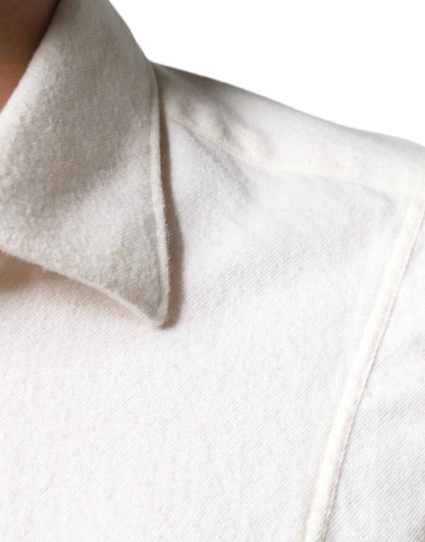 AGLINI Off White Cotton Collared Men Formal Dress Men's Shirt (Pre-Owned)