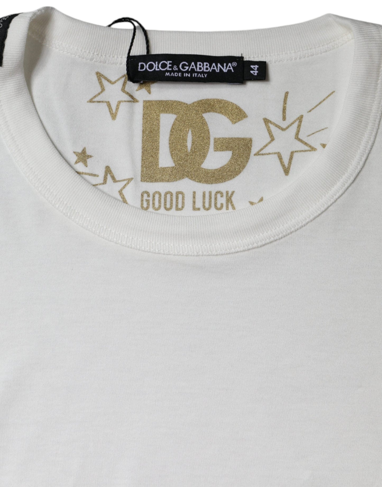 Dolce & Gabbana White Cotton Crew Neck Short Sleeve Women's T-shirt