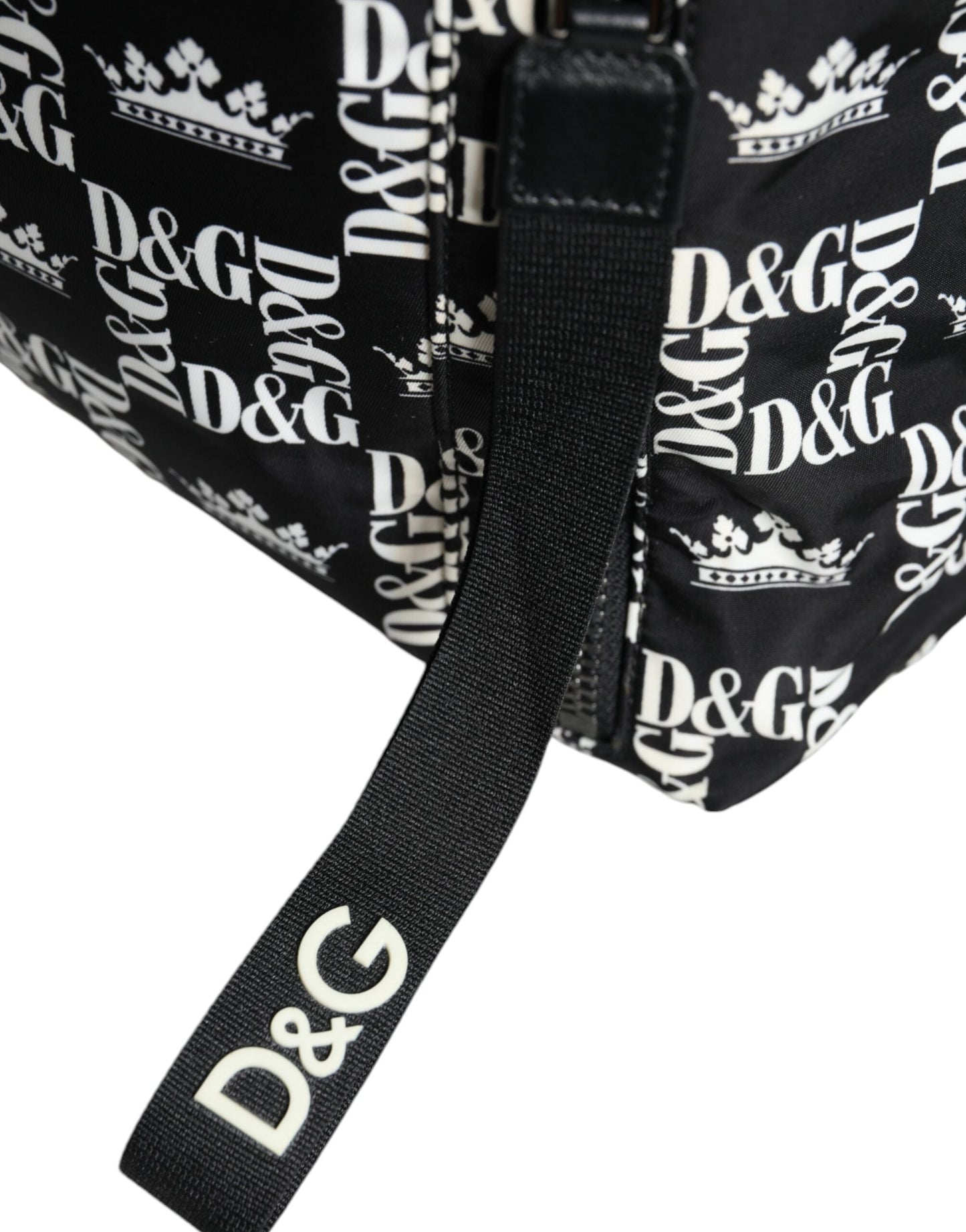 Dolce & Gabbana Black White DG Crown Logo Nylon Backpack Men's Bag