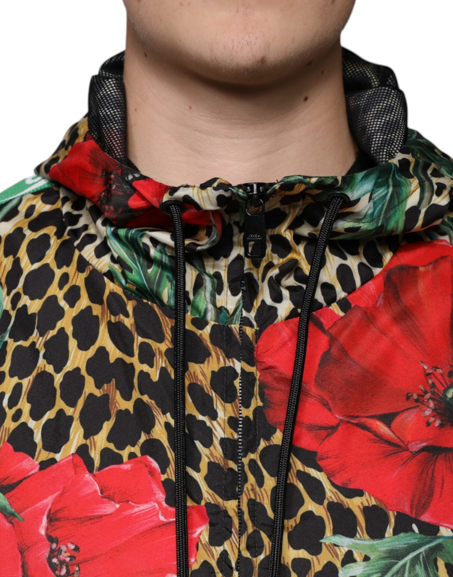 Dolce & Gabbana Multicolor Leopard Floral Hooded Men's Jacket (Pre-Owned)