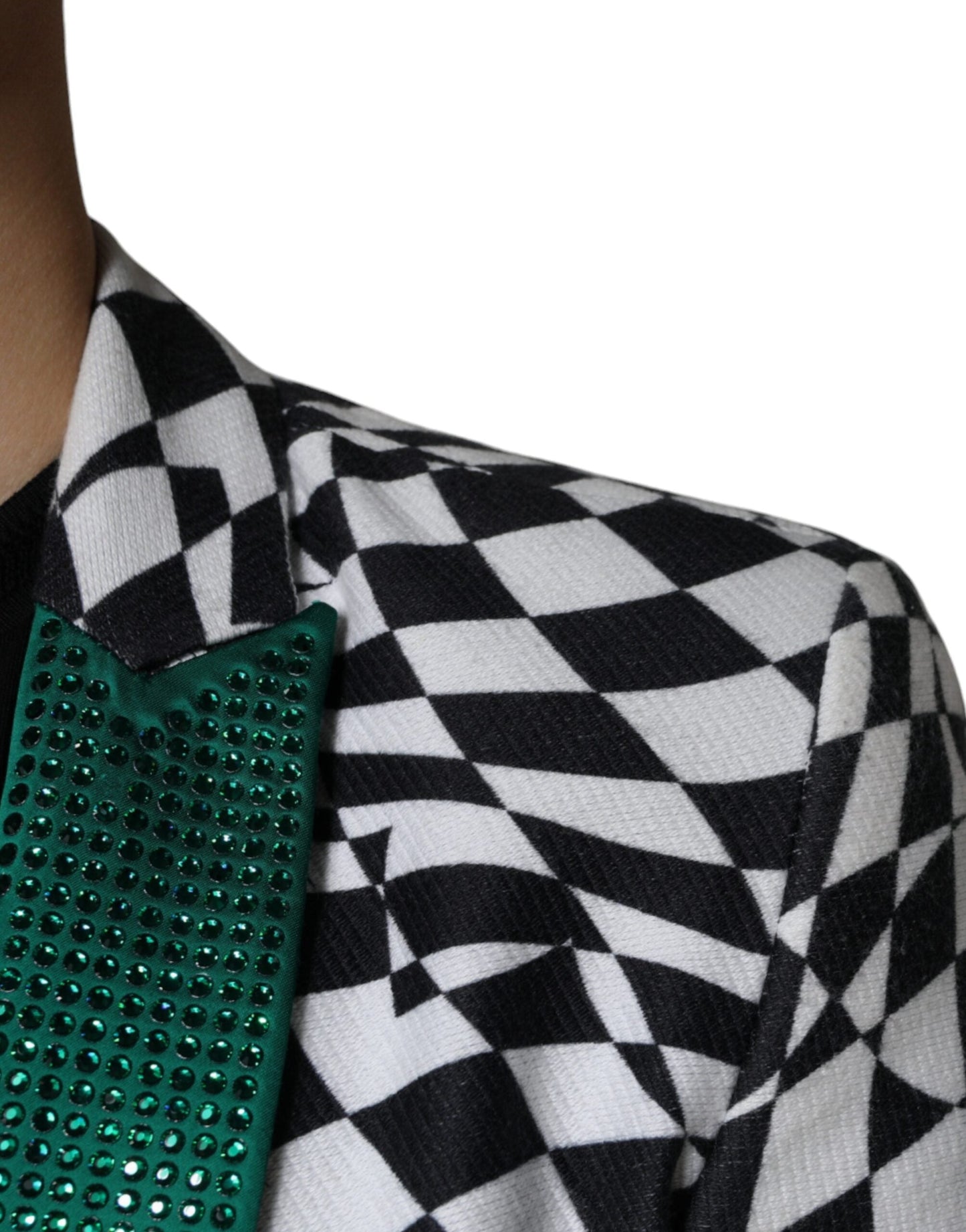 John Richmond Black White Checkered Crystal Single Breasted Men's Blazer (Pre-Owned)