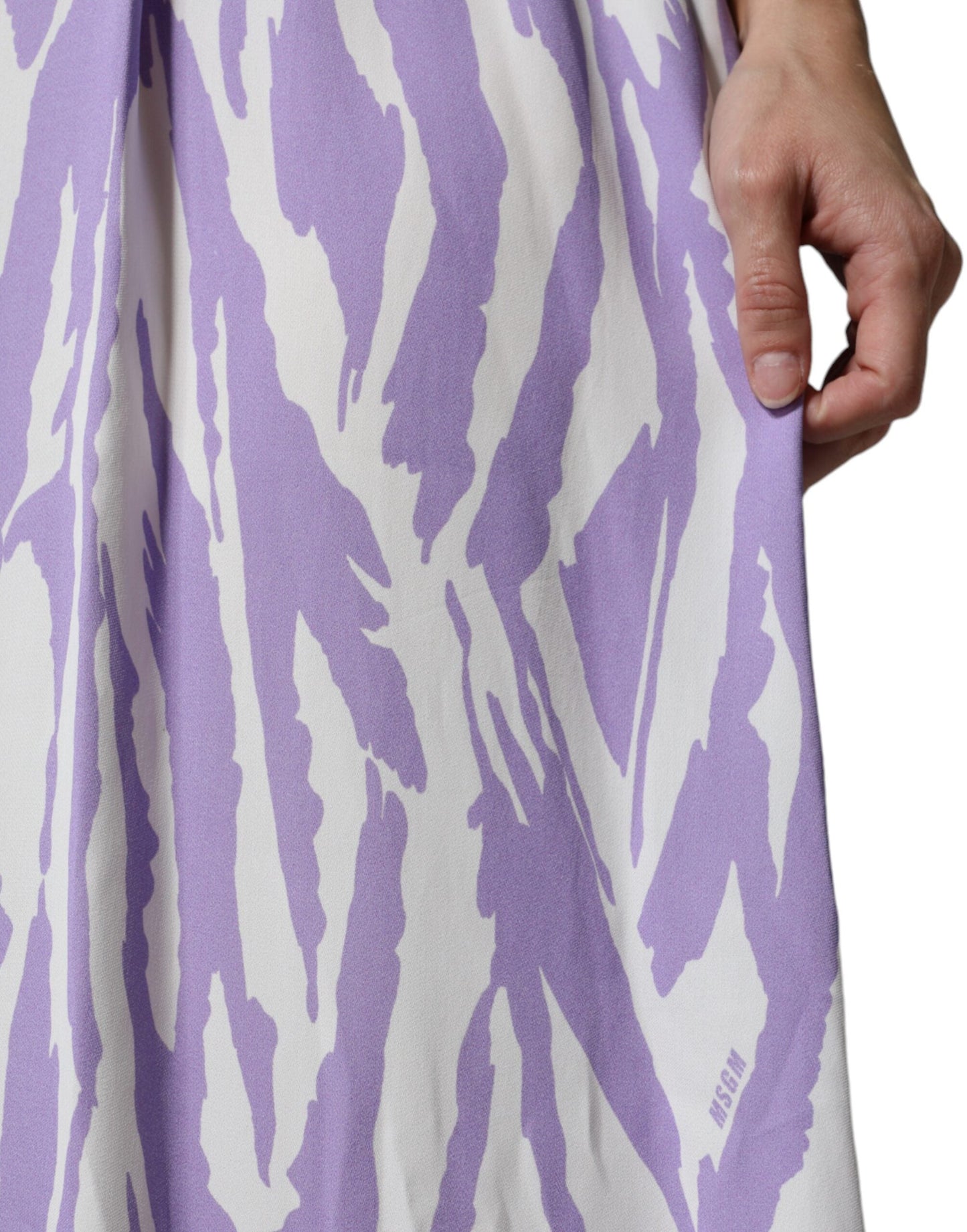 MSGM White Purple Patterned Viscose Short Sleeves Maxi Women's Dress (Pre-Owned)