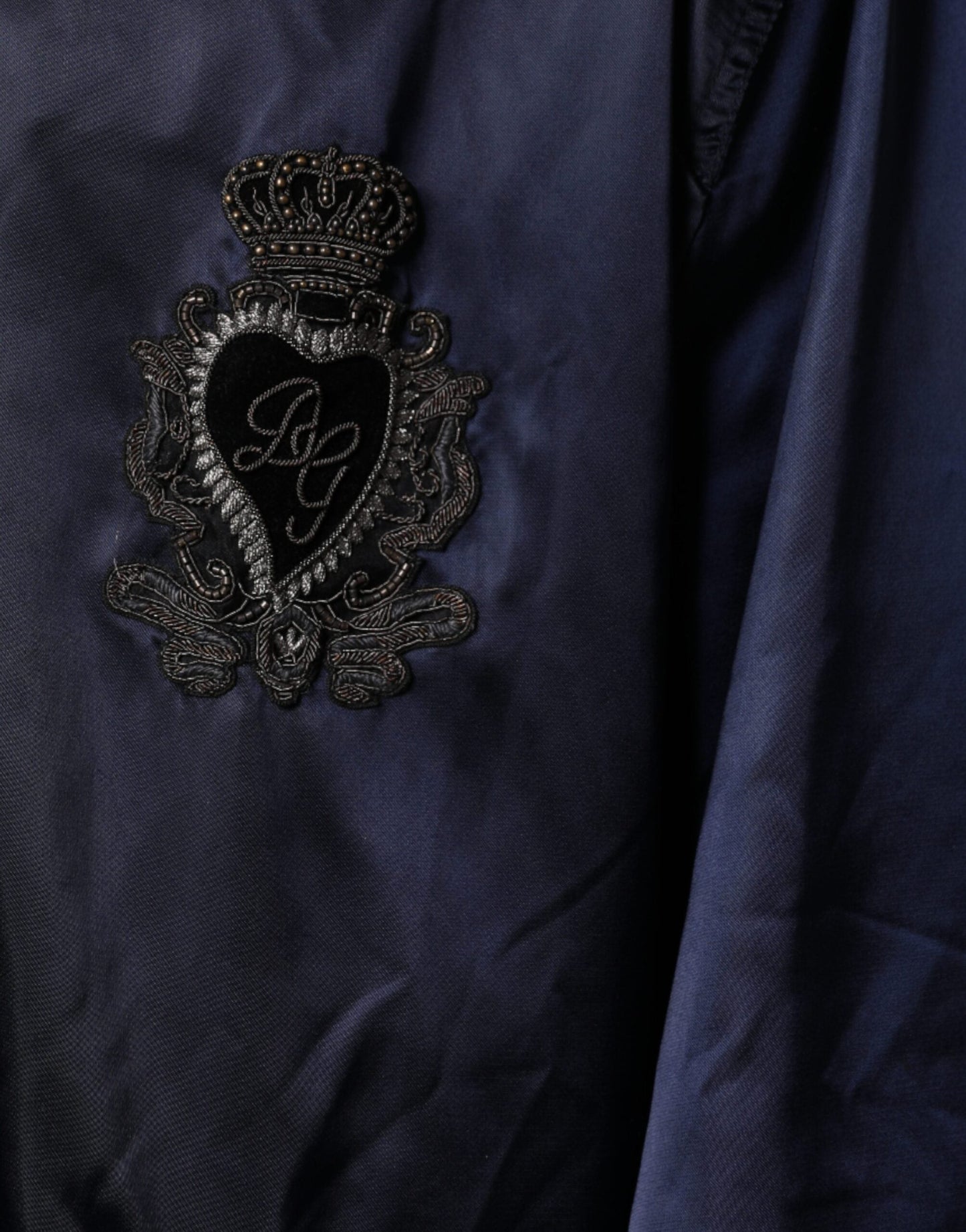 Dolce & Gabbana Blue Crown Heart Full Zip Men Bomber Men's Jacket (Pre-Owned)