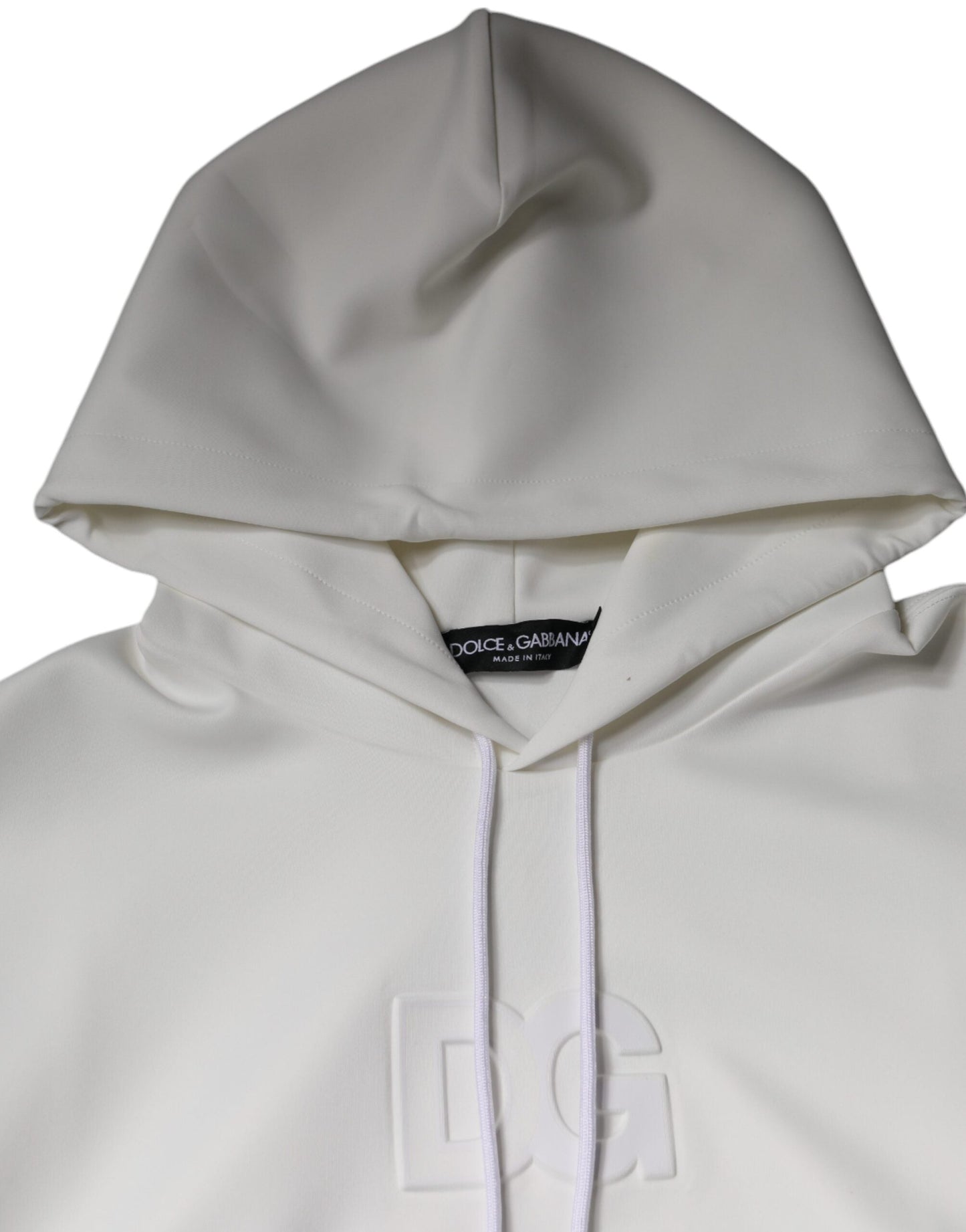 Dolce & Gabbana White DG Logo Hooded Men Sweatshirt Men's Sweater (Pre-Owned)