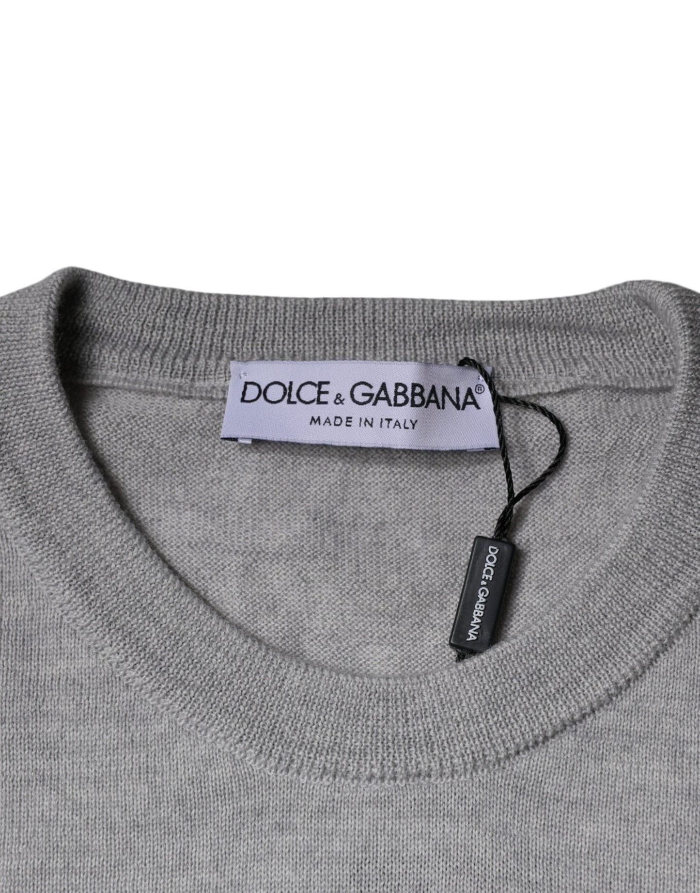 Dolce & Gabbana Light Gray Wool Crew Neck Pullover Men's Sweater (Pre-Owned)