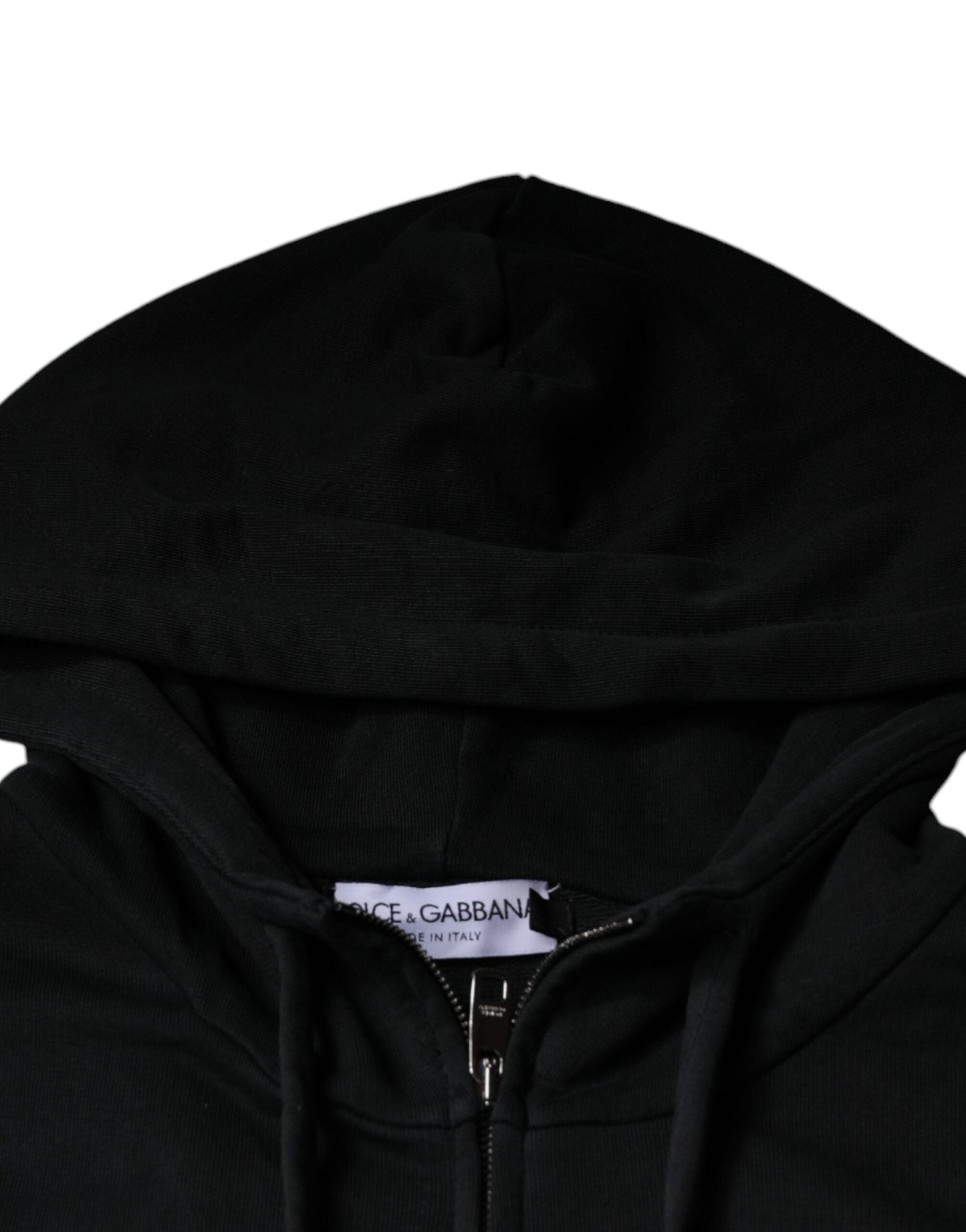 Dolce & Gabbana Black Logo Plaque Hooded Full Zip Men's Sweater (Pre-Owned)